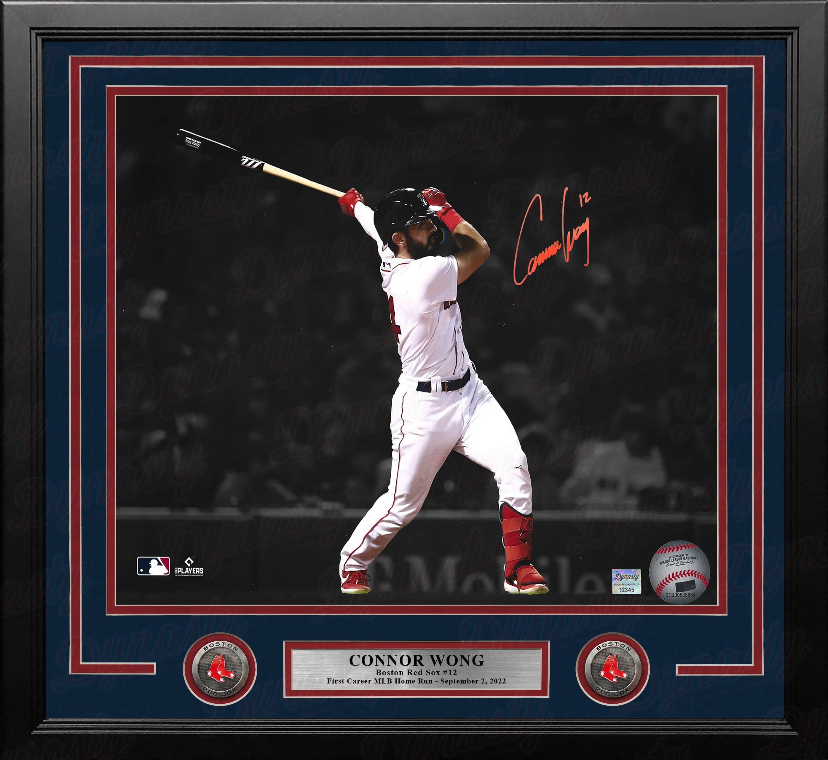 Connor Wong 1st Home Run Boston Red Sox Autographed 16" x 20" Framed Spotlight Photo - Red