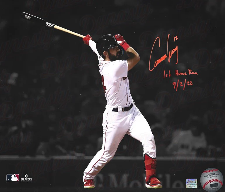 Connor Wong Boston Red Sox Autographed 16x20 Spotlight Photo Inscr. 1st Home Run with Date - Red