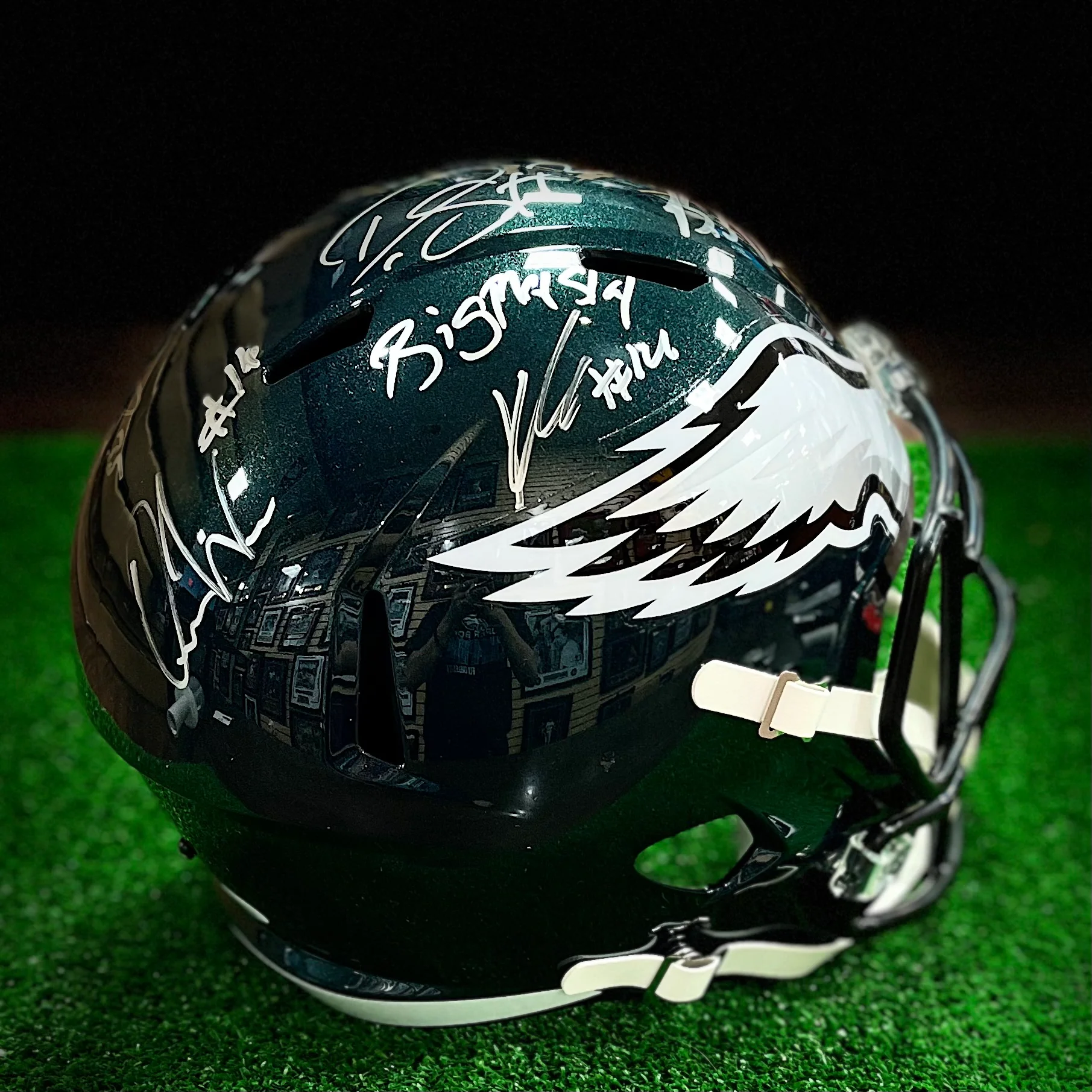 Brandon Graham, Darius Slay, Boston Scott, C.J. Gardner-Johnson, Kenneth Gainwell & Quez Watkins Philadelphia Eagles Autographed Speed Helmet - Image 2