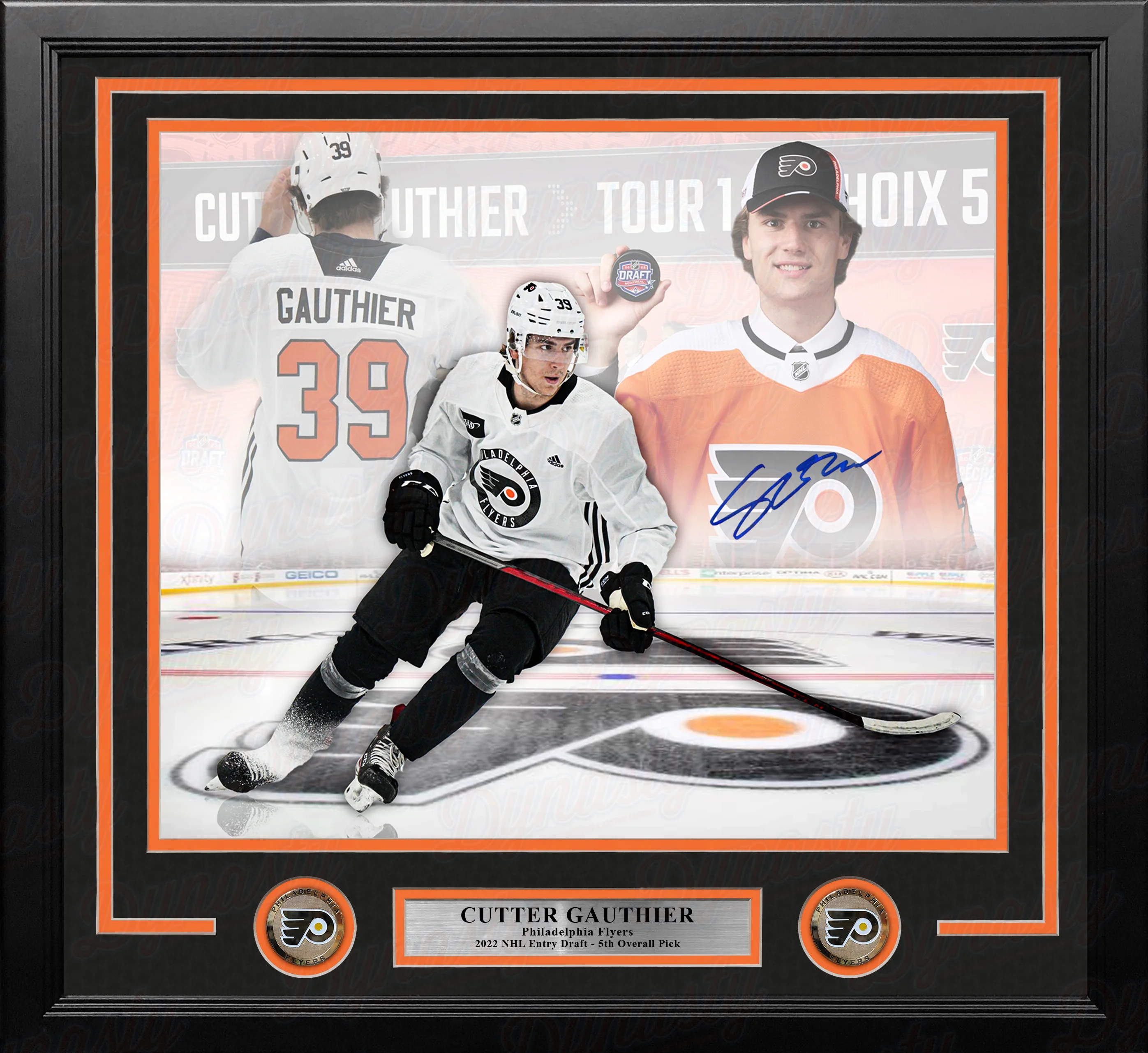 Cutter Gauthier Philadelphia Flyers Autographed 11" x 14" Framed Draft Hockey Collage Photo