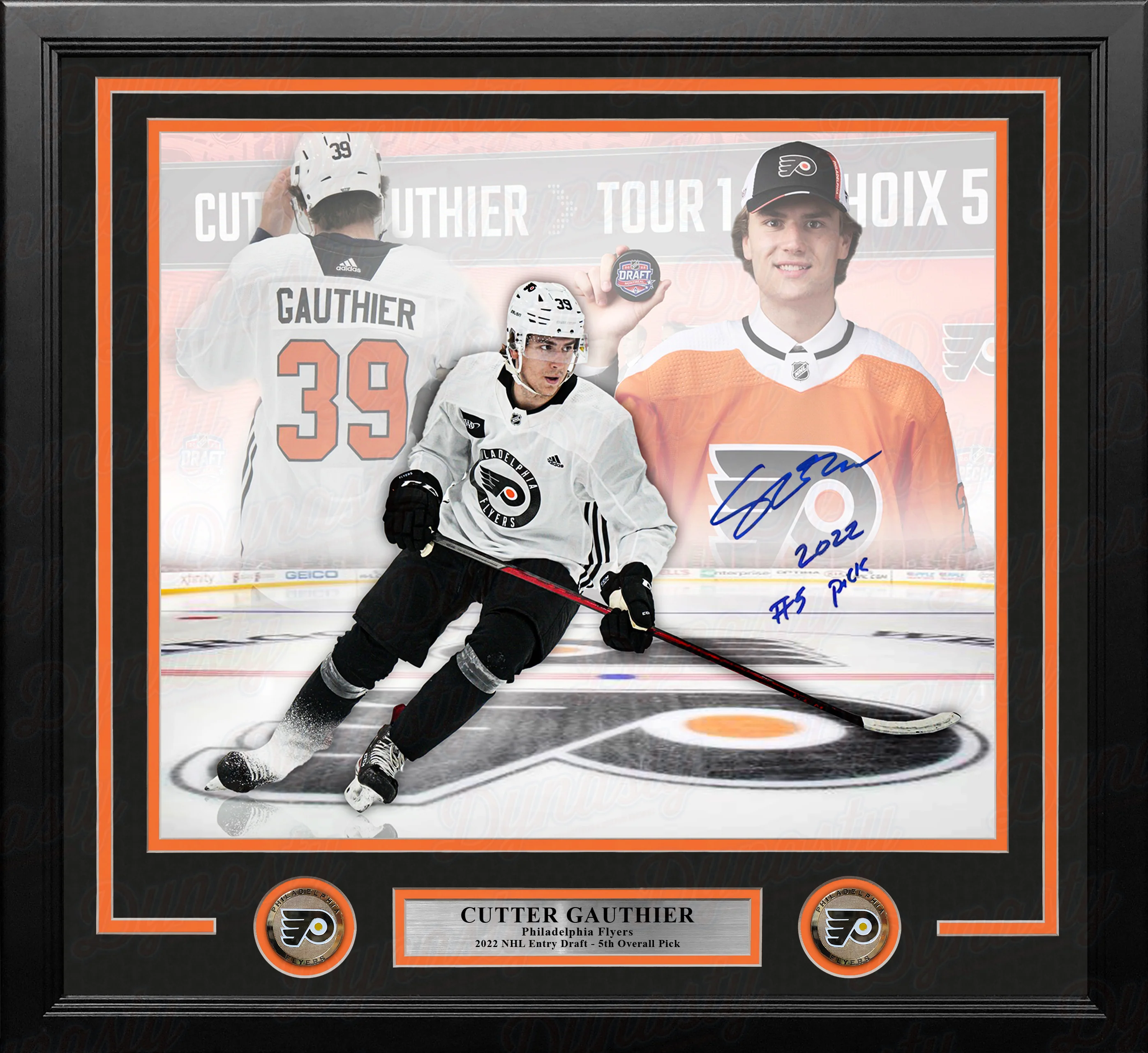 Cutter Gauthier Philadelphia Flyers Autographed 11x14 Framed Draft Hockey Photo Inscribed #5 Pick