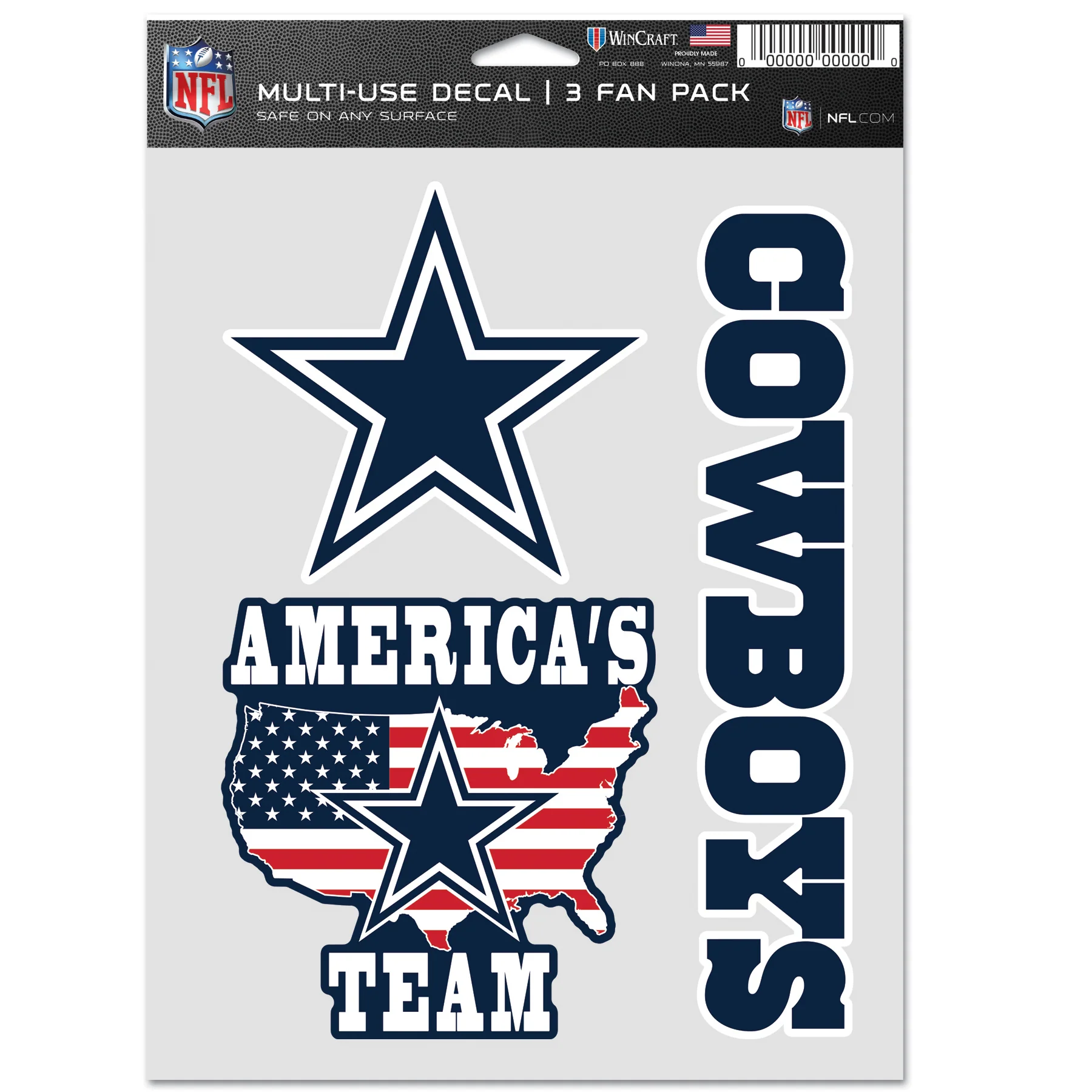 Dallas Cowboys 3-Piece Fan Multi Use Decal Set