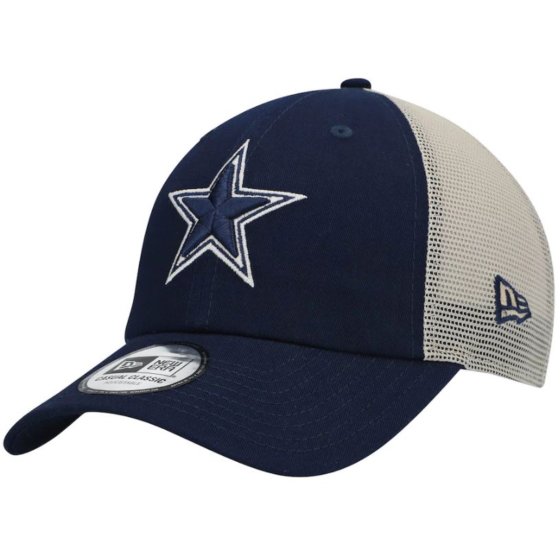 Dallas Cowboys New Era Flag Trucker 9TWENTY Snapback Hat - Navy/Natural - Image 2