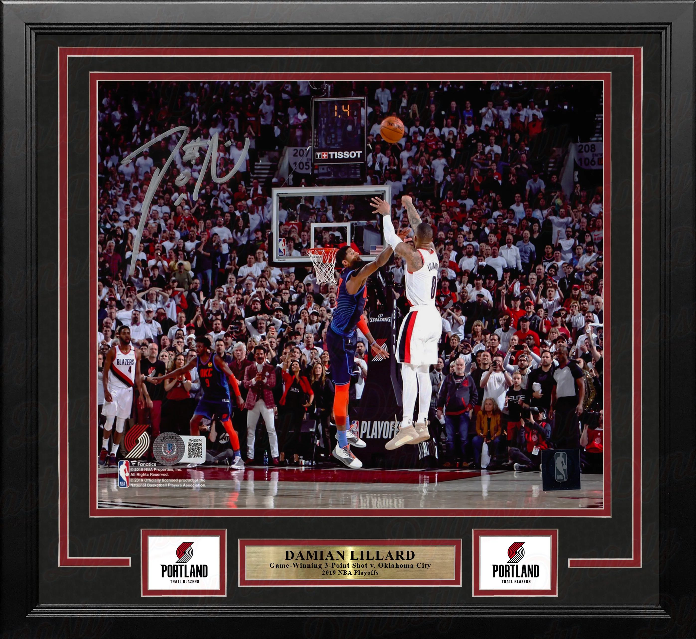 Damian Lillard Portland Trail Blazers Game-Winning 3-Point Shot v OKC Autographed 11x14 Framed Photo