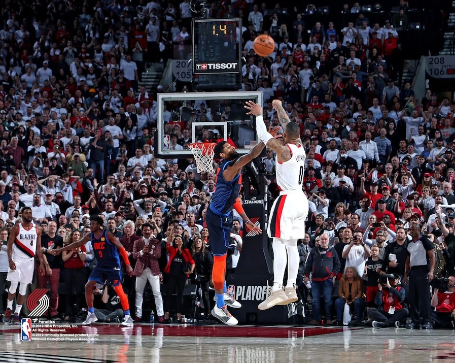 Damian Lillard Portland Trail Blazers Game-Winning 3-Point Shot v. Oklahoma City 8" x 10" Basketball Photo