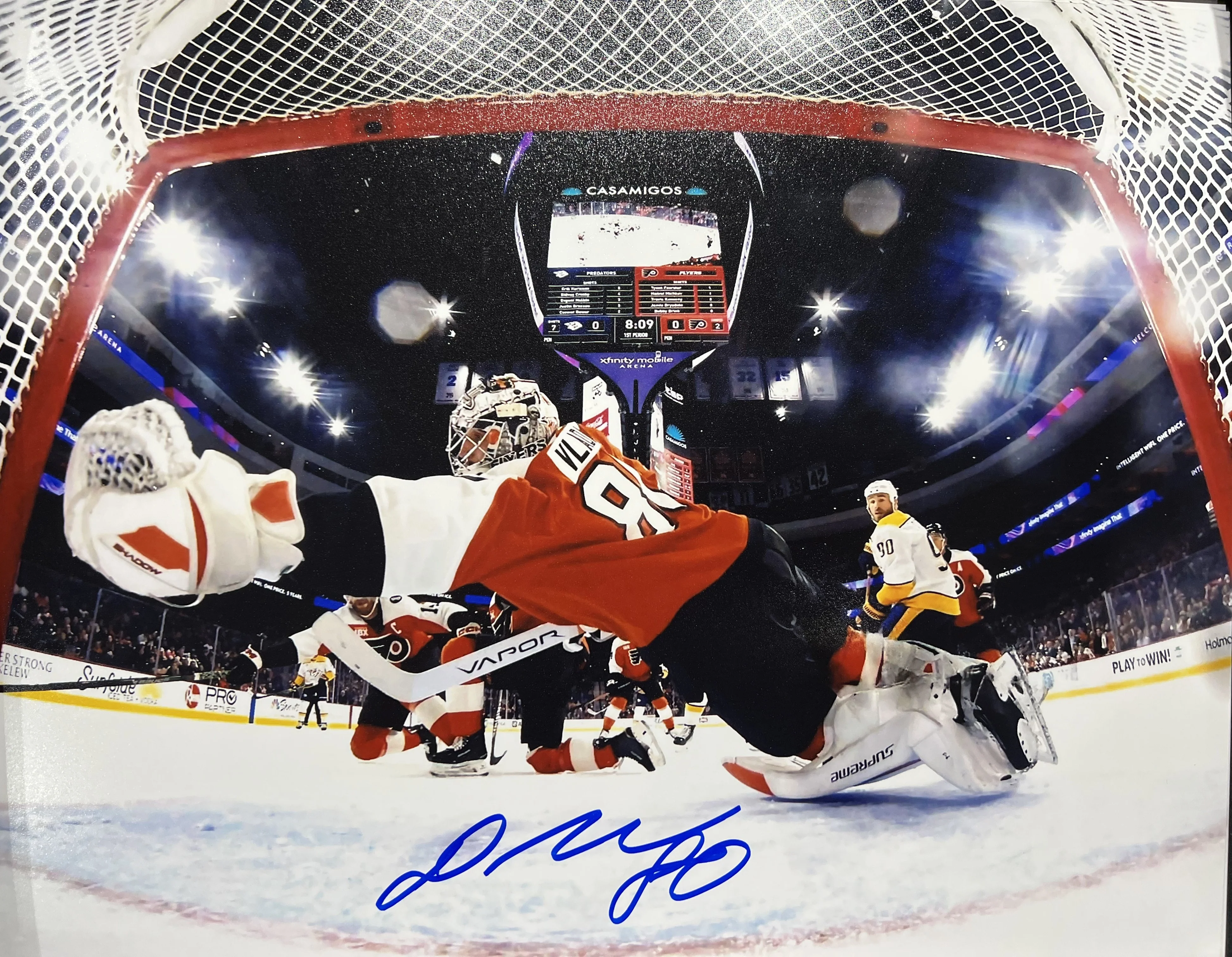 Dan Vladar Philadelphia Flyers Diving Save Autographed 8" x 10" Hockey Photo