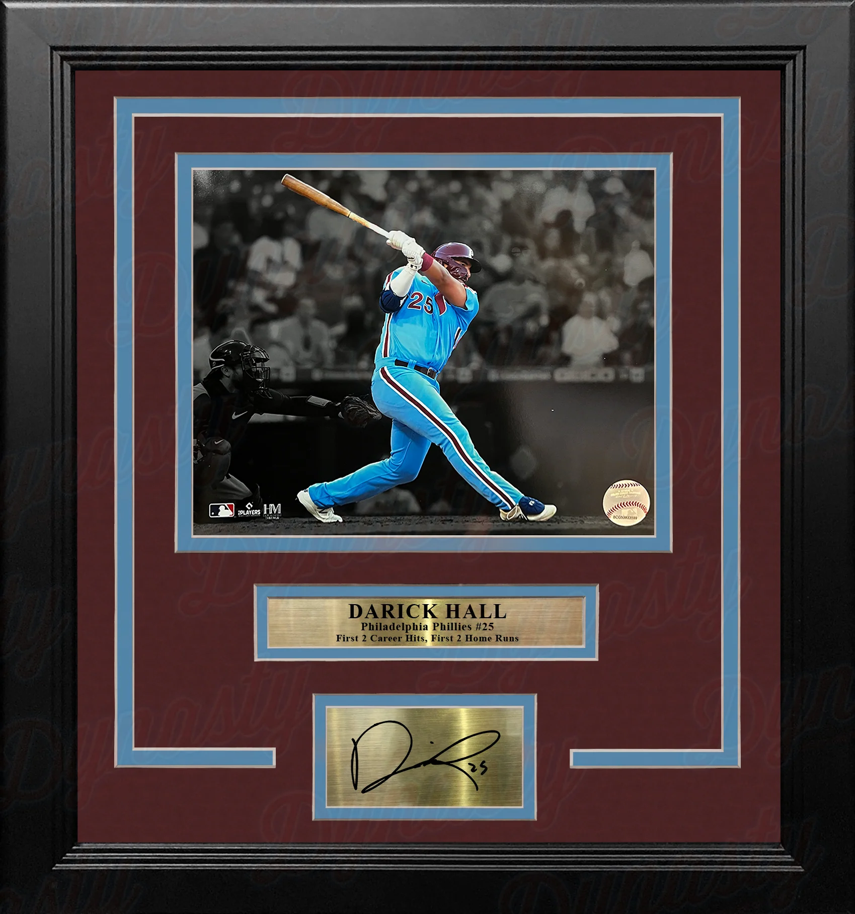 Darick Hall First Home Run Philadelphia Phillies 8x10 Framed Baseball Photo with Engraved Autograph