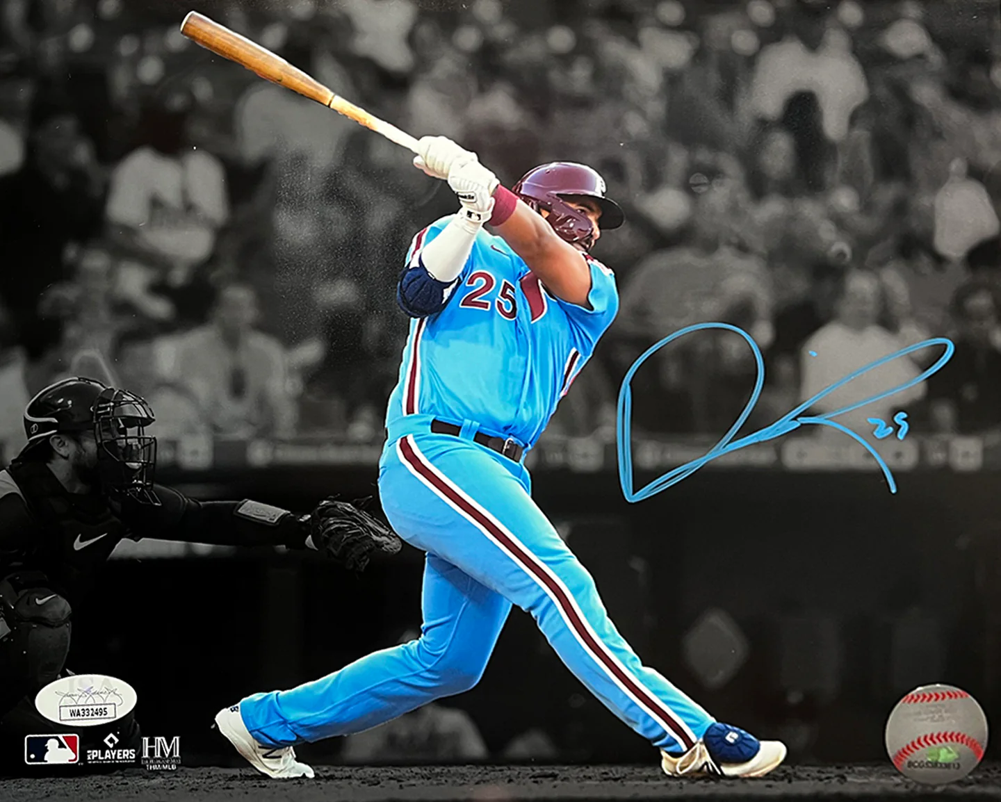 Darick Hall First Home Run Philadelphia Phillies Autographed Baseball Photo - Image 2