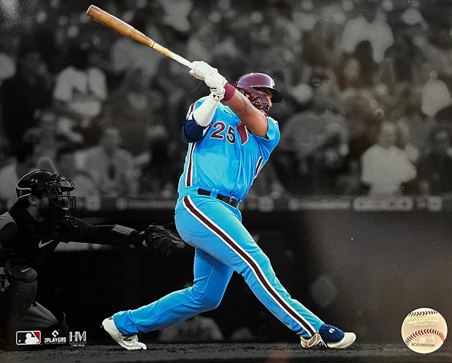 Darick Hall First MLB Home Run Philadelphia Phillies 8" x 10" Blackout Baseball Photo