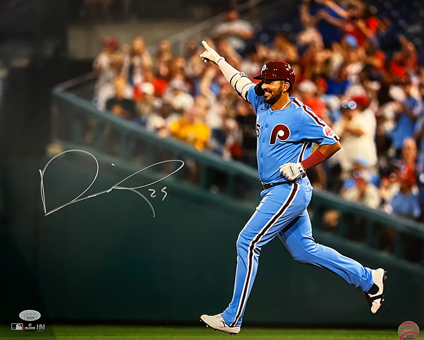 Darick Hall Runs The Bases Philadelphia Phillies Autographed Baseball Photo - Image 4