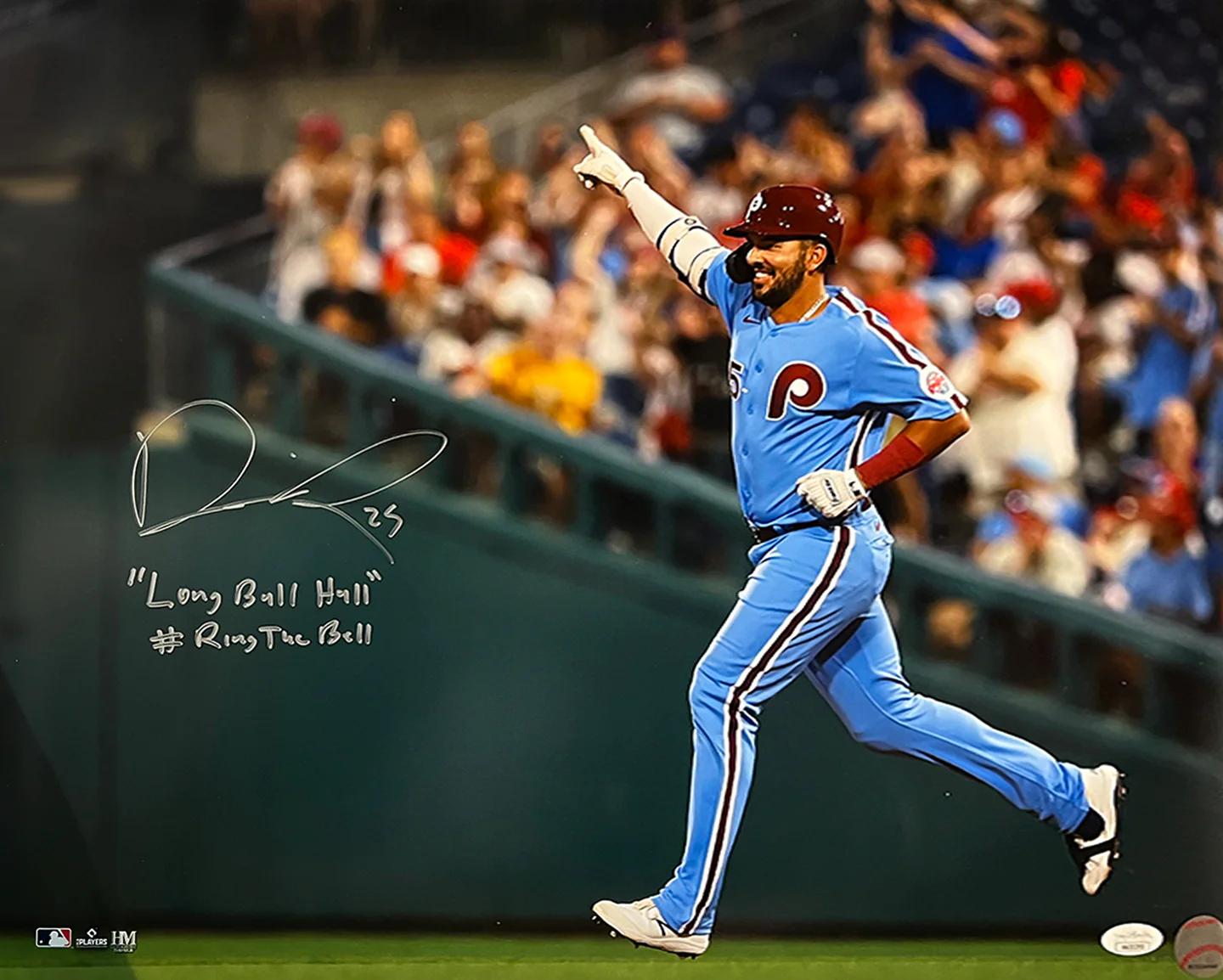 Darick Hall Runs The Bases Philadelphia Phillies Autographed Baseball Photo - Image 5