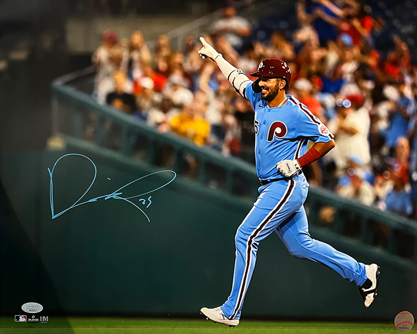 Darick Hall Runs The Bases Philadelphia Phillies Autographed Baseball Photo - Image 6