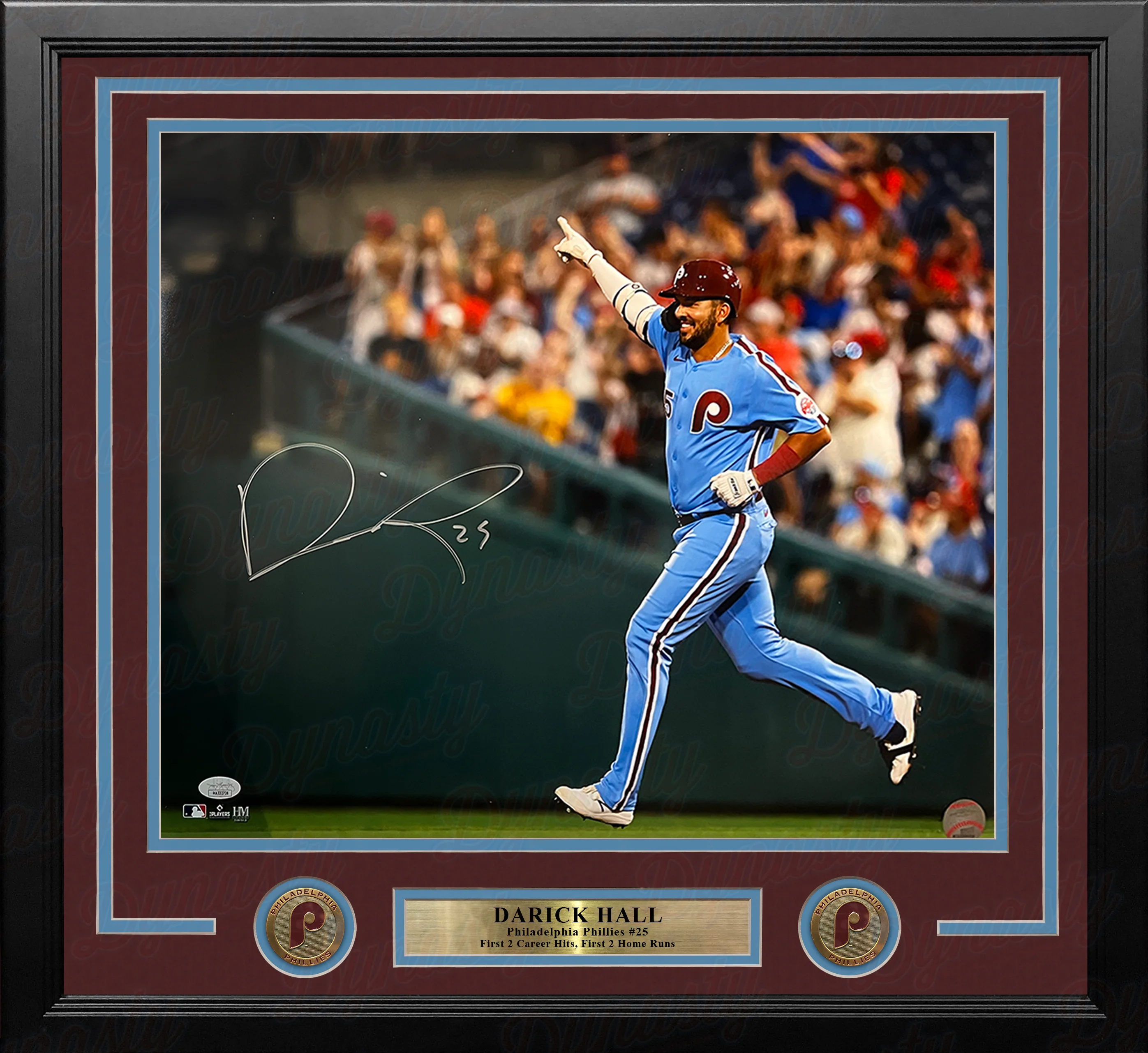 Darick Hall Runs The Bases Philadelphia Phillies Autographed Framed Baseball Photo - Image 4