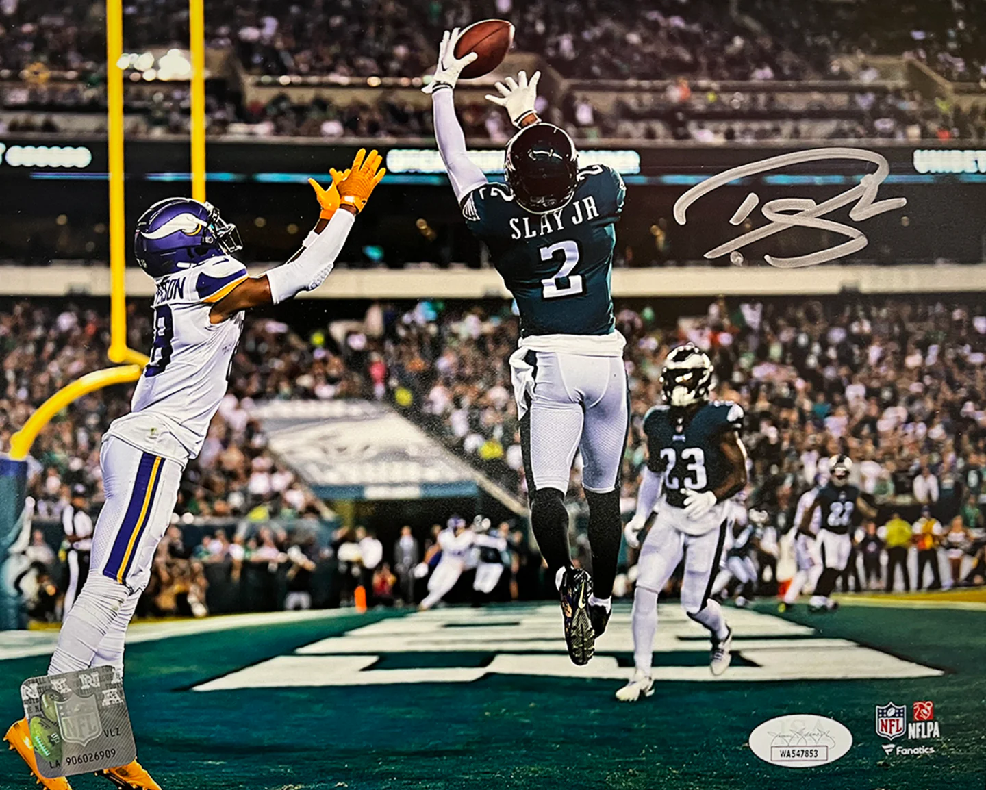 Darius Slay Interception v. Vikings Philadelphia Eagles Autographed Football Photo