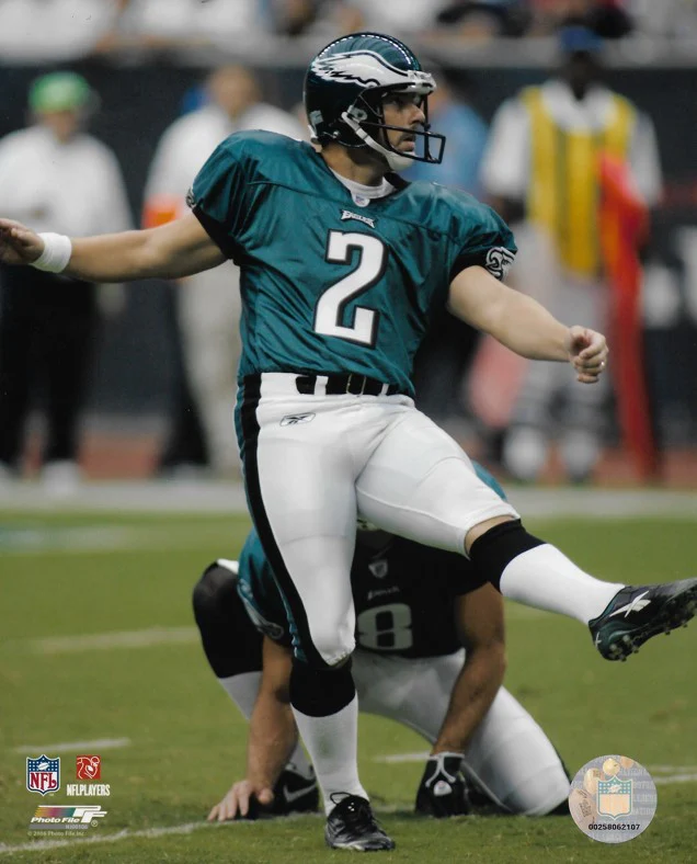 David Akers Kicking Action Philadelphia Eagles 8" x 10" Football Photo