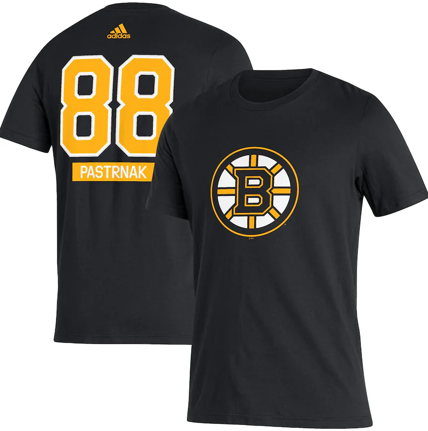 David Pastrnak Boston Bruins Adidas Player Name & Number T-Shirt - Black