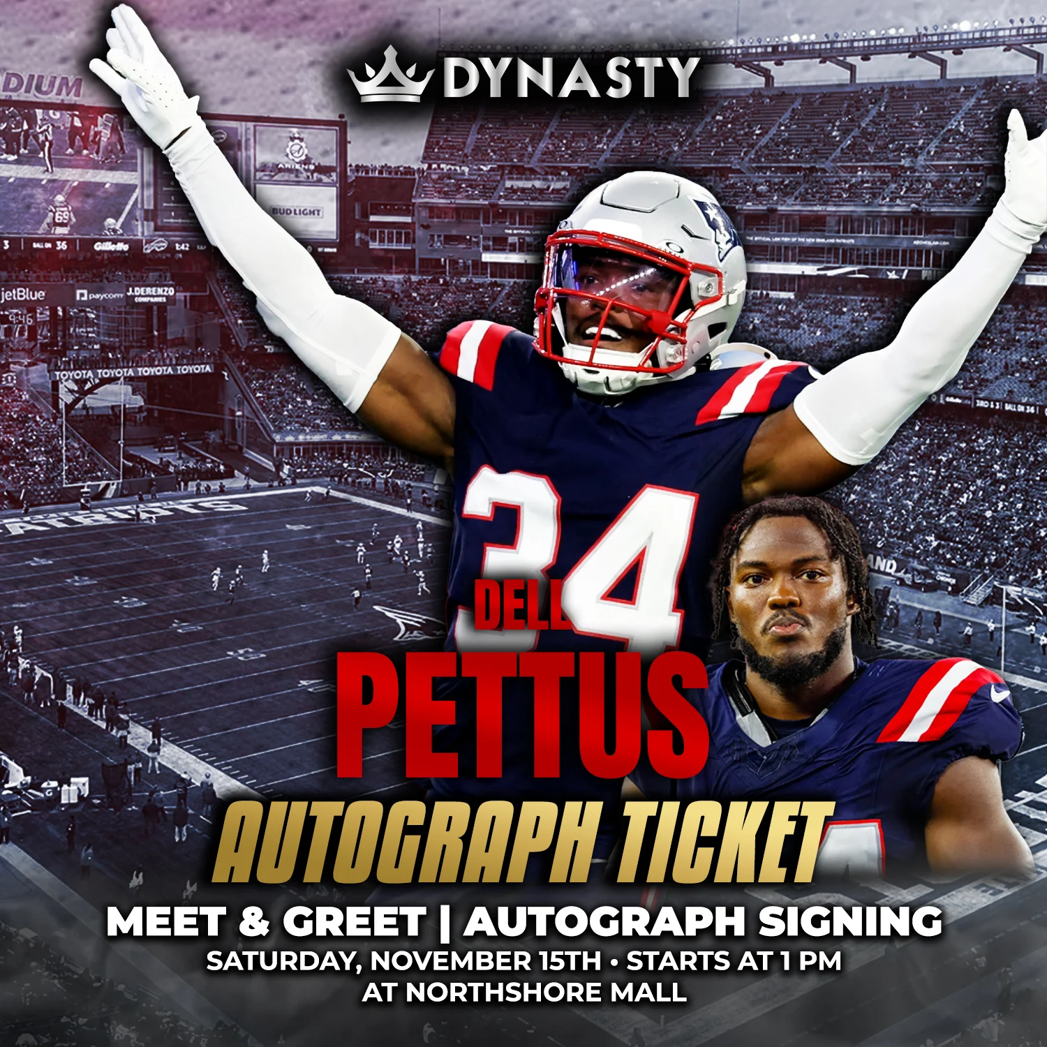 Dell Pettus New England Patriots Experience Tickets - Image 2