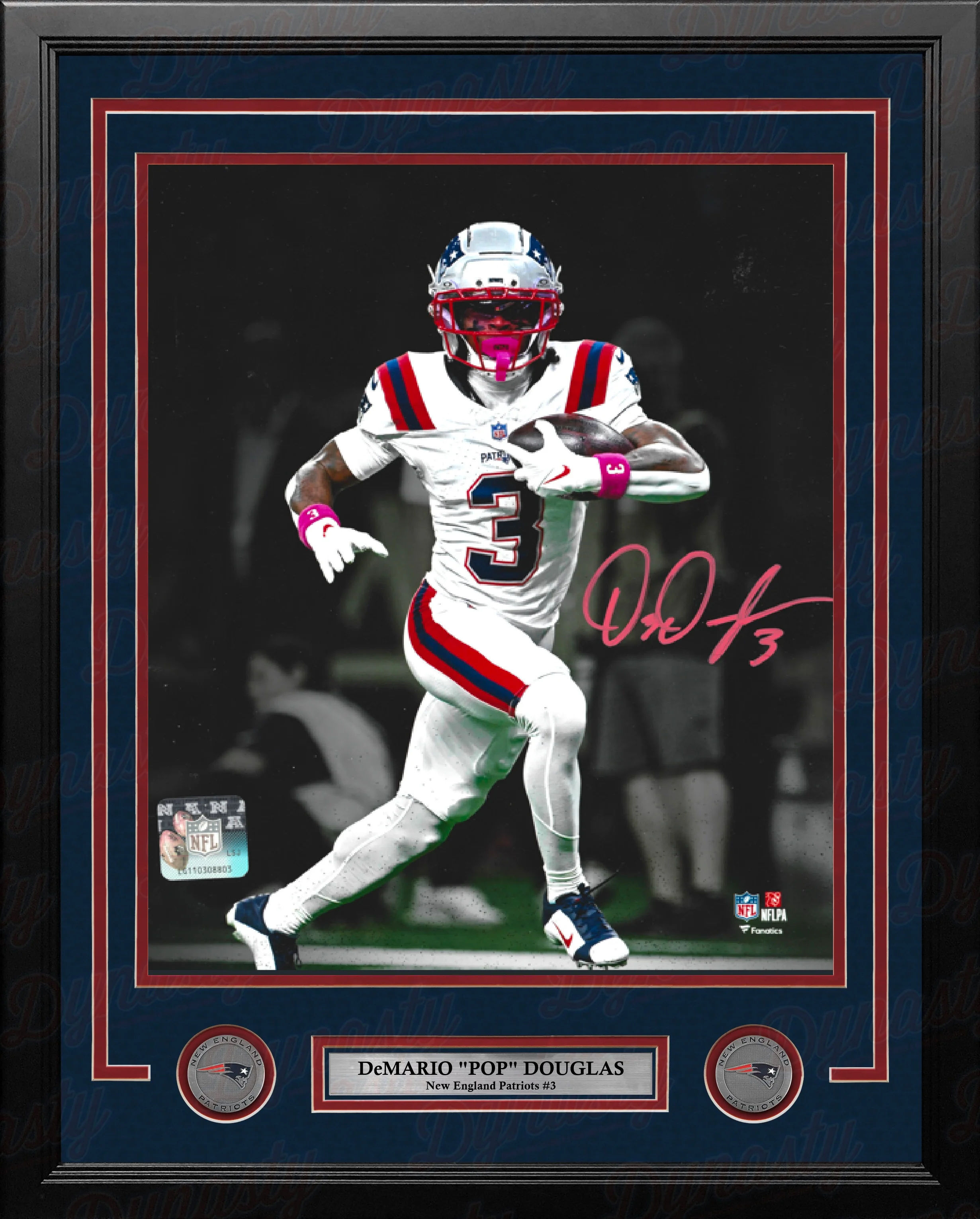 DeMario Pop Douglas New England Patriots Signed 11" x 14" Framed Photo
