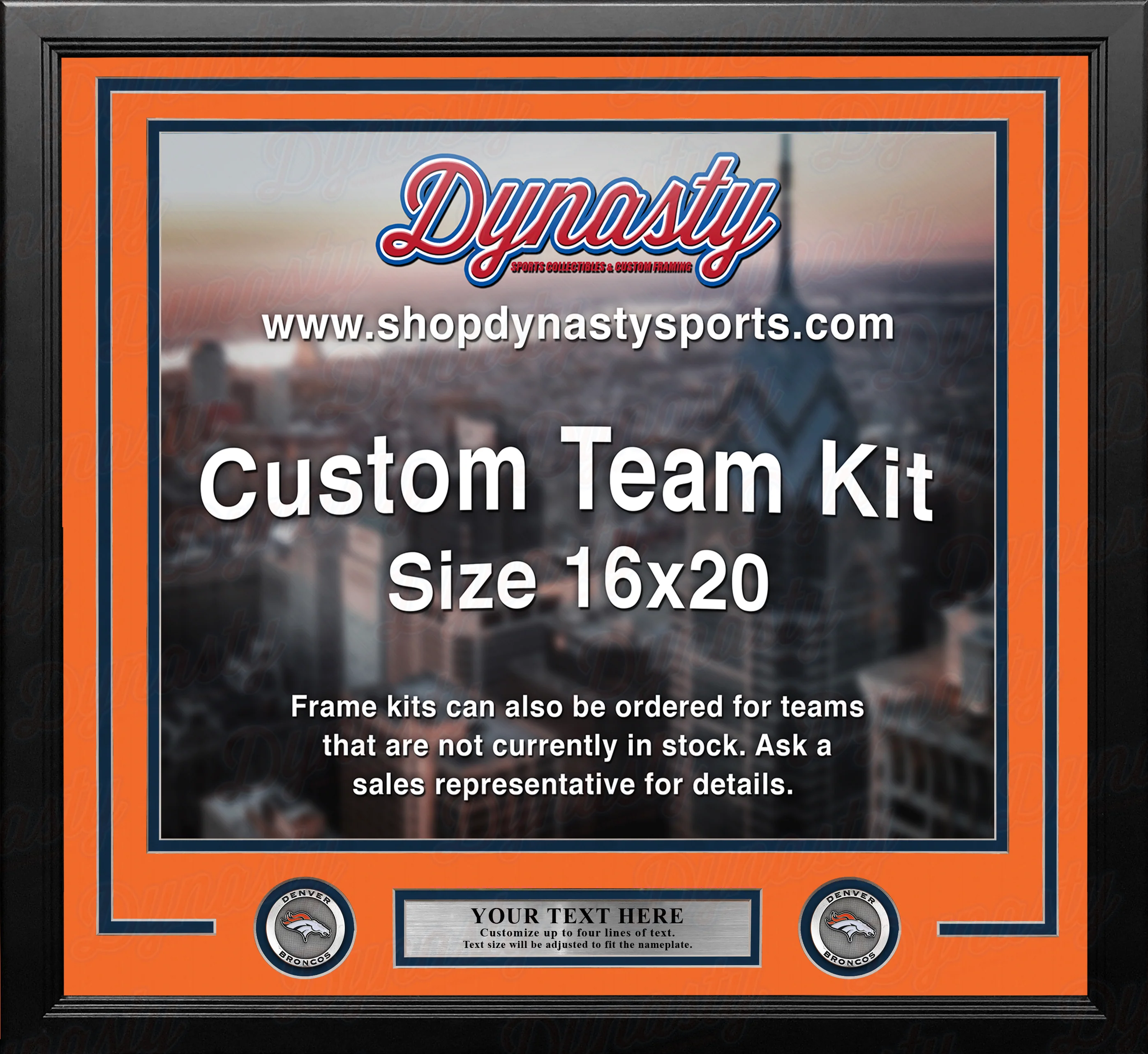 Denver Broncos Custom NFL Football 16x20 Picture Frame Kit (Multiple Colors) - Image 2