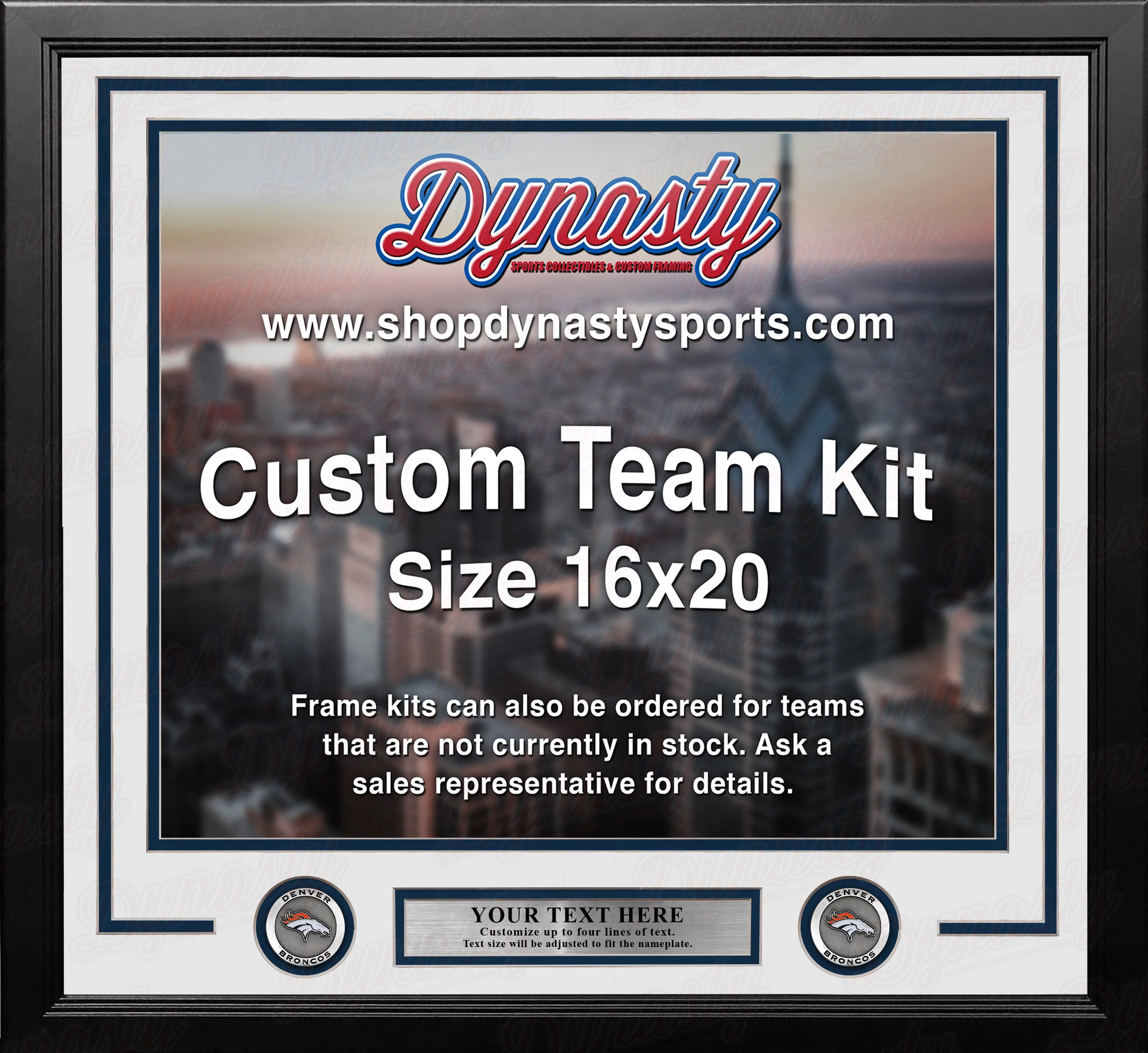 Denver Broncos Custom NFL Football 16x20 Picture Frame Kit (Multiple Colors) - Image 3