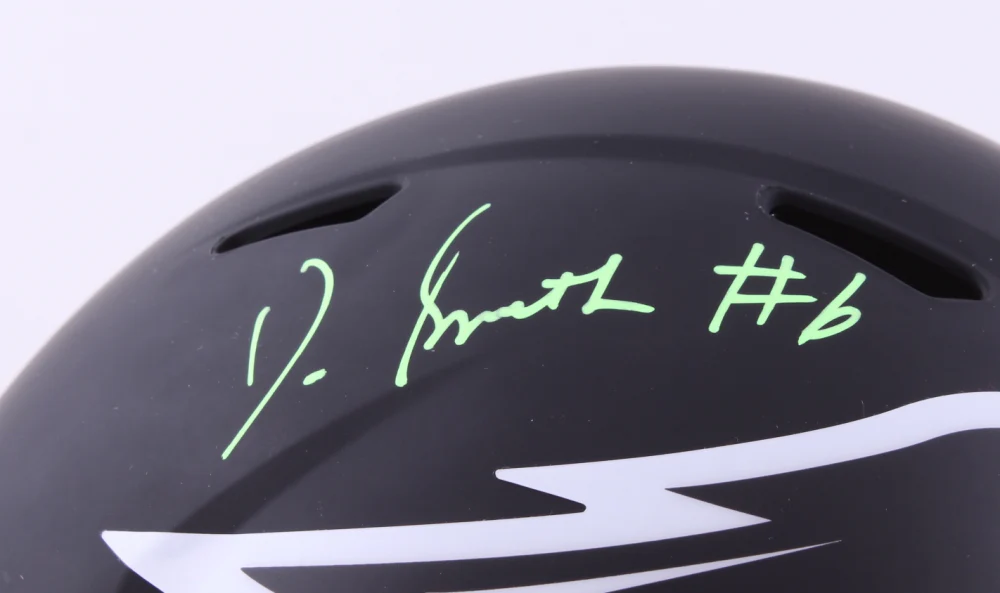 DeVonta Smith Philadelphia Eagles Autographed Football Eclipse Helmet - Kelly Green Signature - Image 2