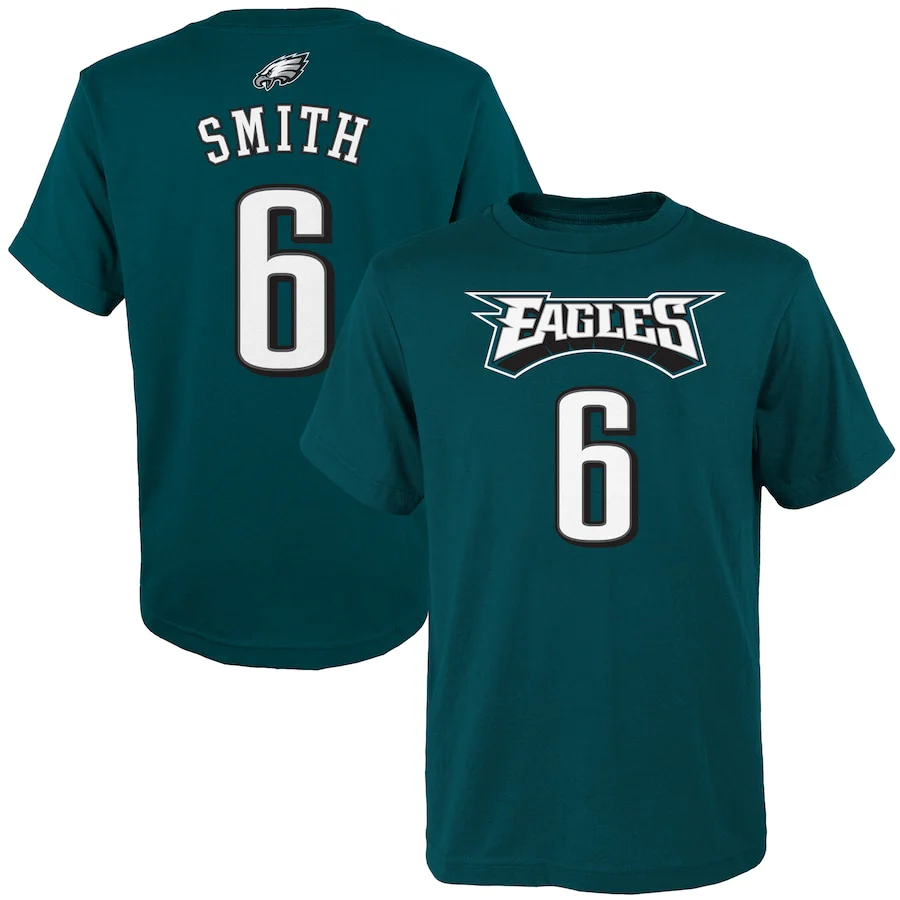 DeVonta Smith Philadelphia Eagles Youth Mainliner Name & Number T-Shirt - Midnight Green