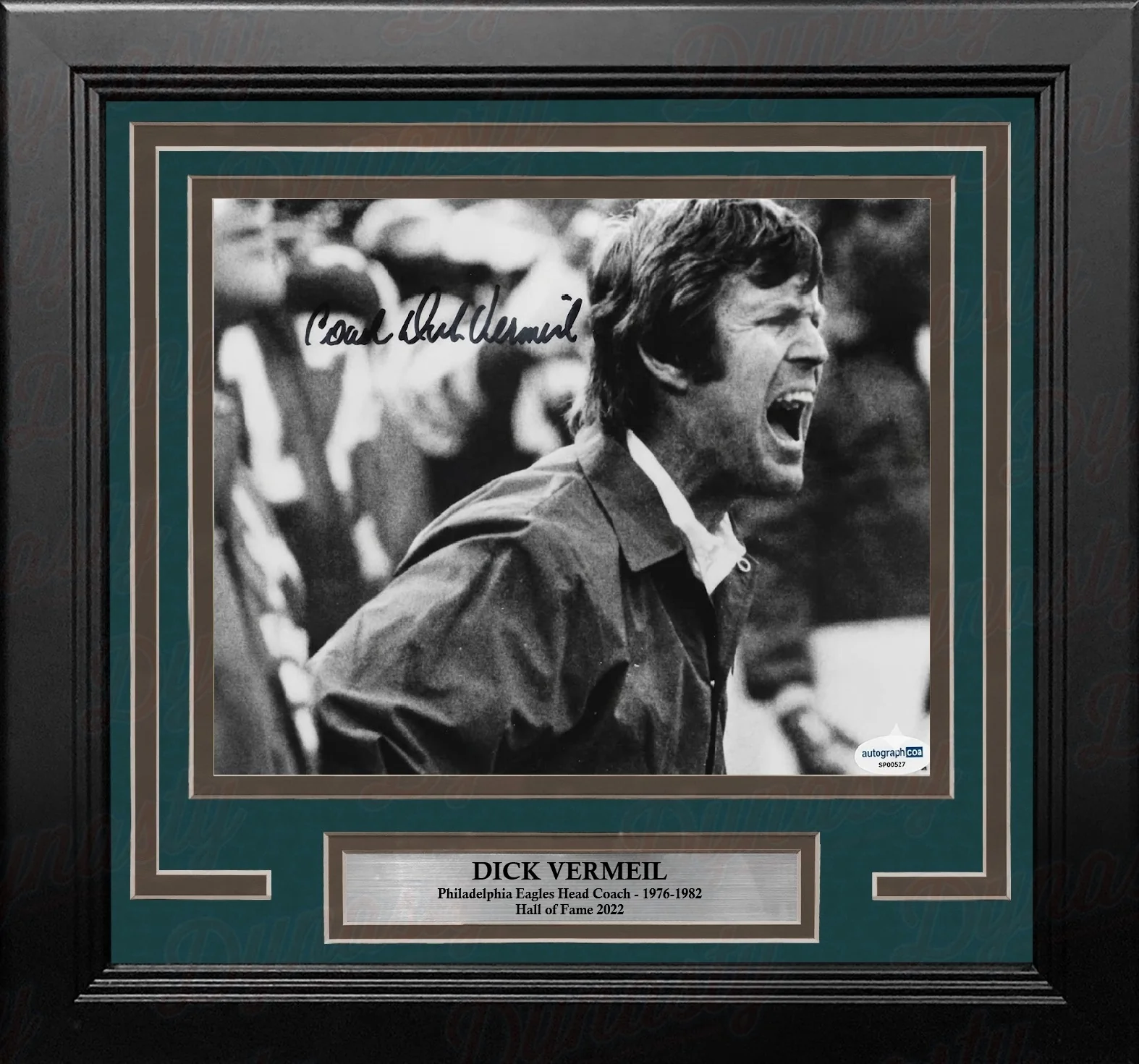 Dick Vermeil Philadelphia Eagles Autographed 8" x 10" Framed Black & White Football Photo