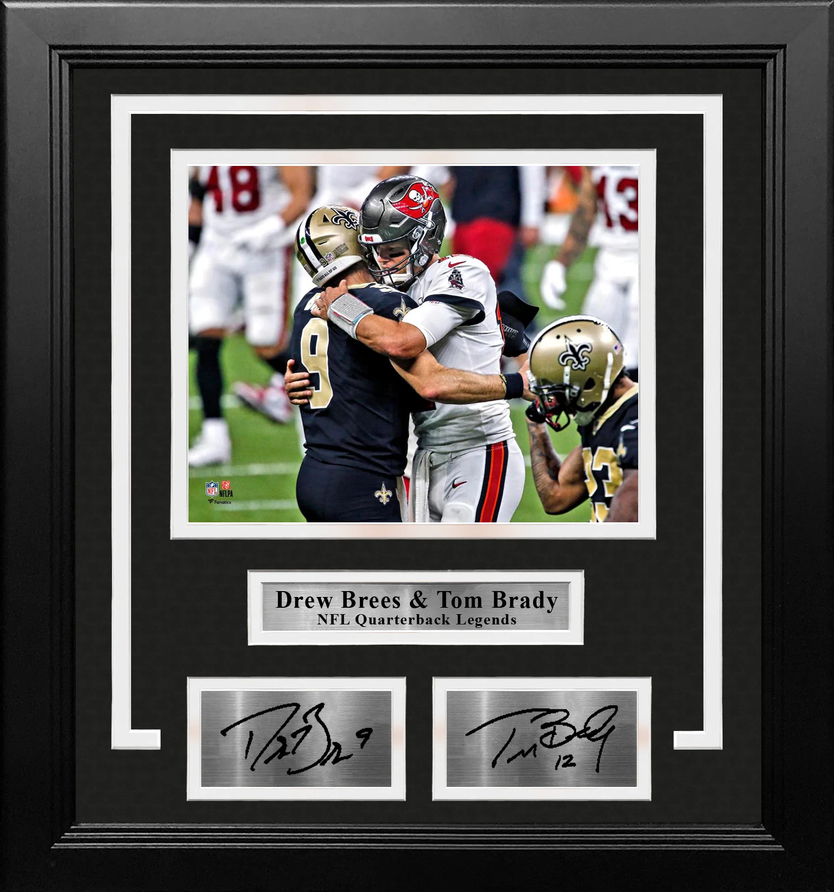Drew Brees and Tom Brady 8" x 10" Framed Quarterback Legends Football Photo with Engraved Autographs - Image 2