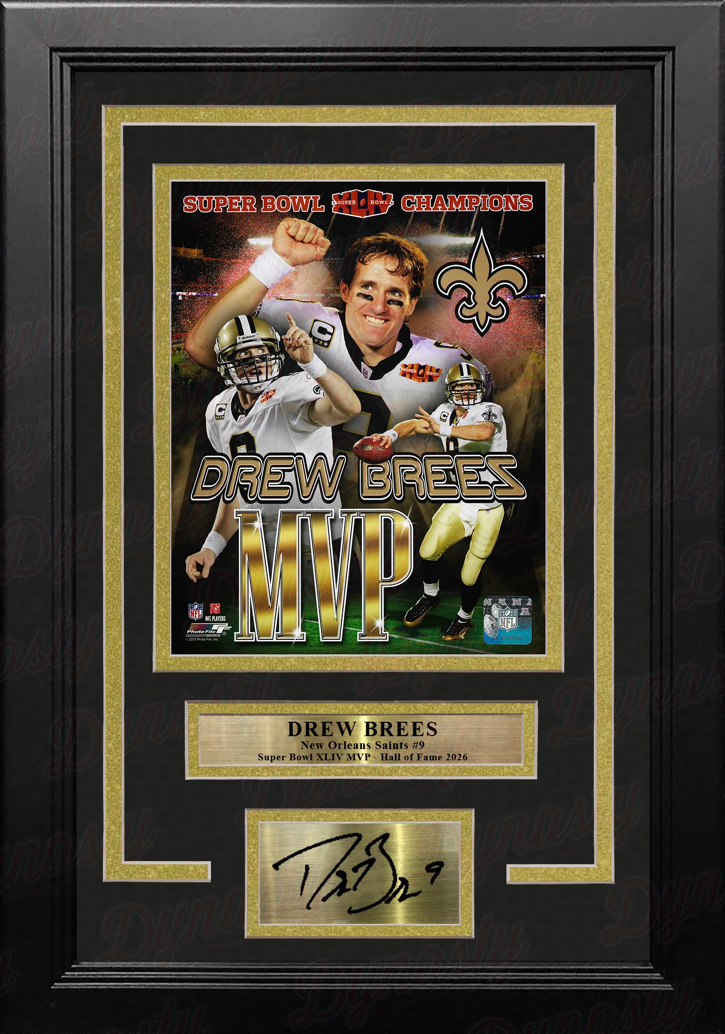 Drew Brees Super Bowl MVP New Orleans Saints 8" x 10" Framed Football Photo with Engraved Autograph