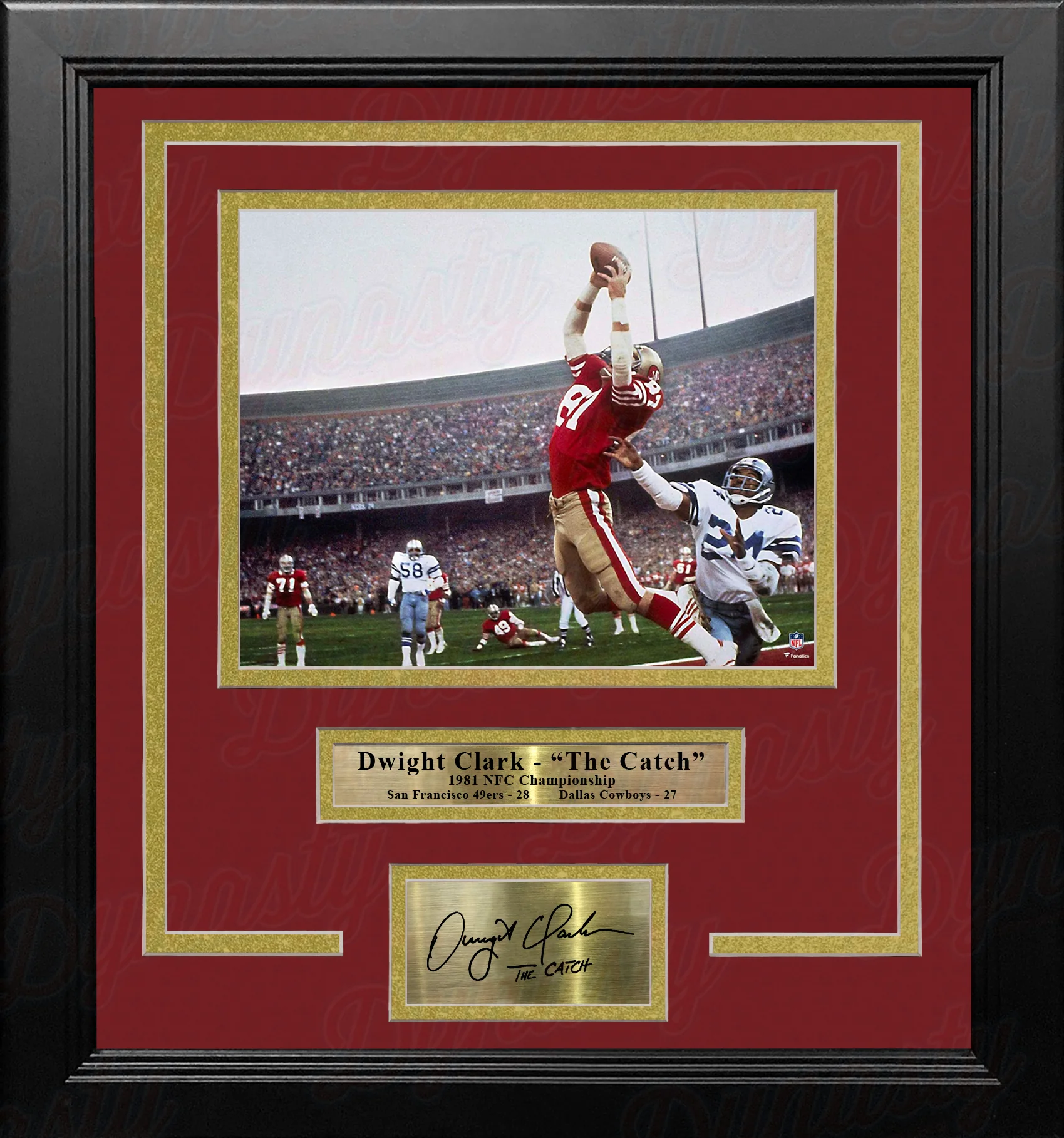 Dwight Clark 1981 NFC Championship Catch San Francisco 49ers 8x10 Framed Photo with Engraved Autograph