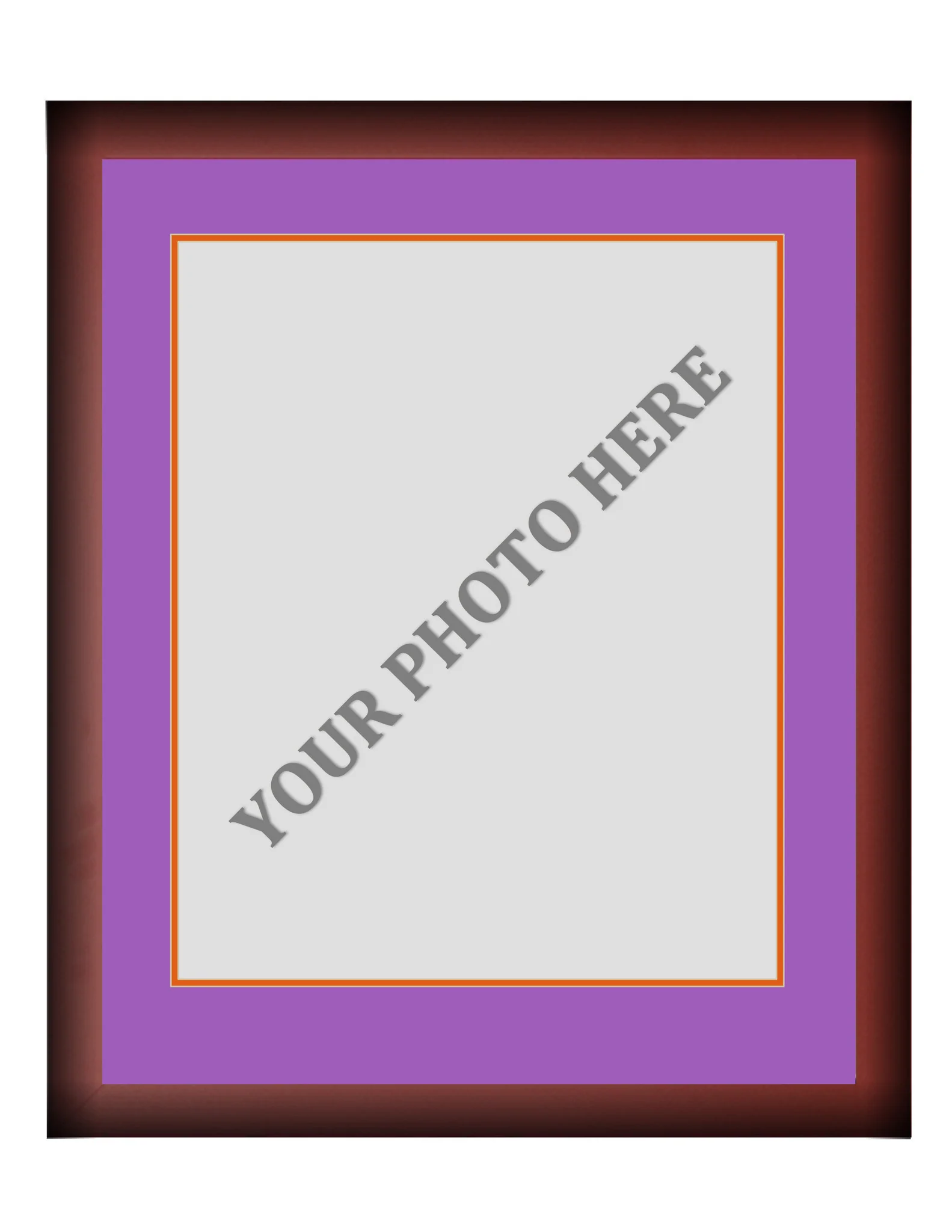 Frame Kit - Cherry Wood Frame | Purple Matting | Orange Trim