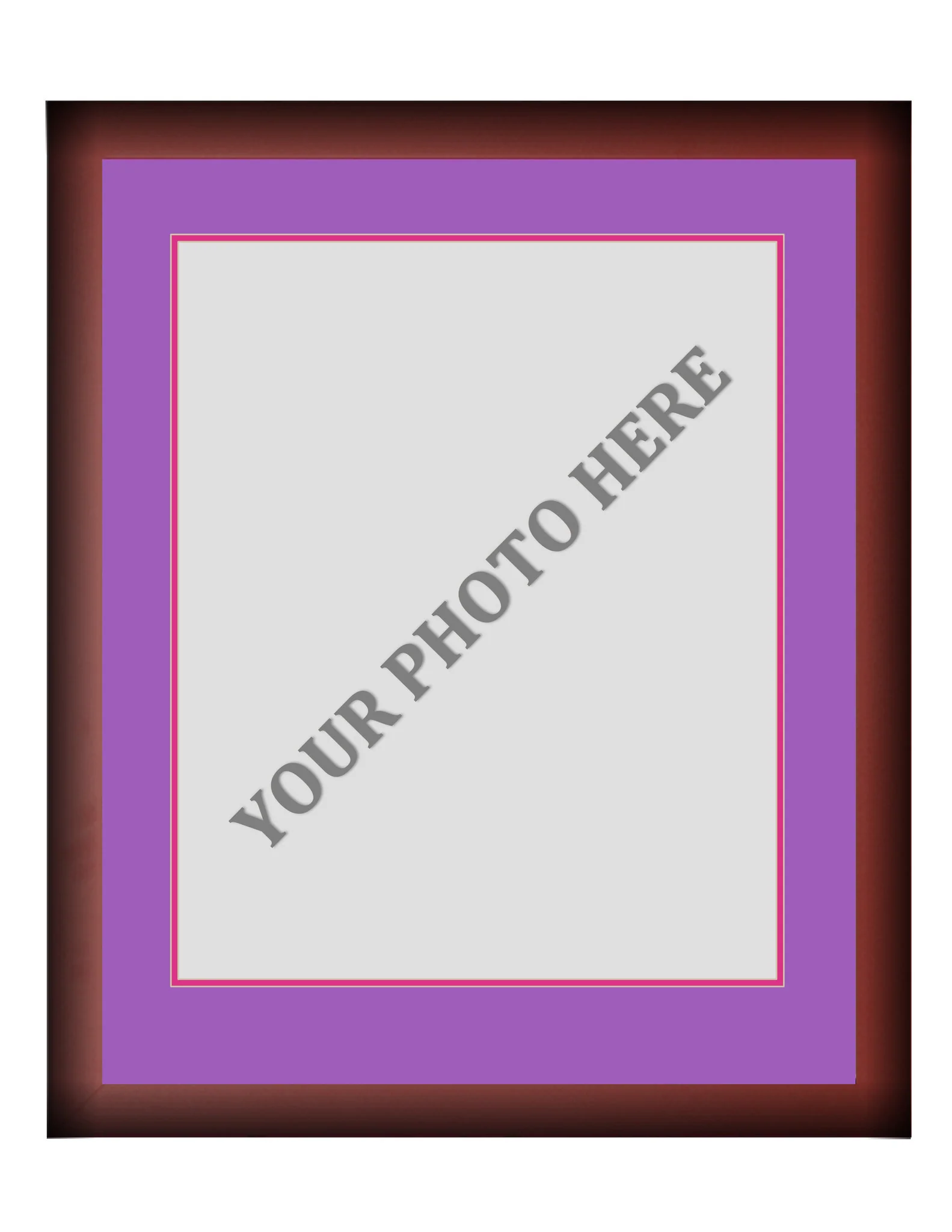 Frame Kit - Cherry Wood Frame | Purple Matting | Pink Trim