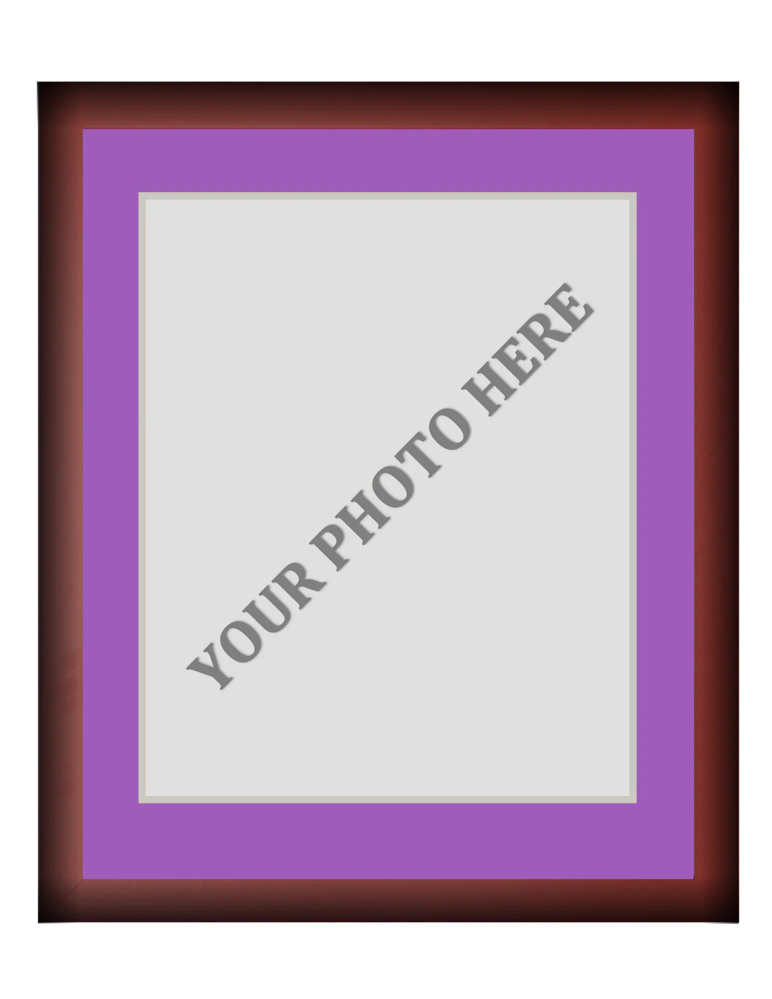 Frame Kit - Cherry Wood Frame | Purple Matting | Silver Trim
