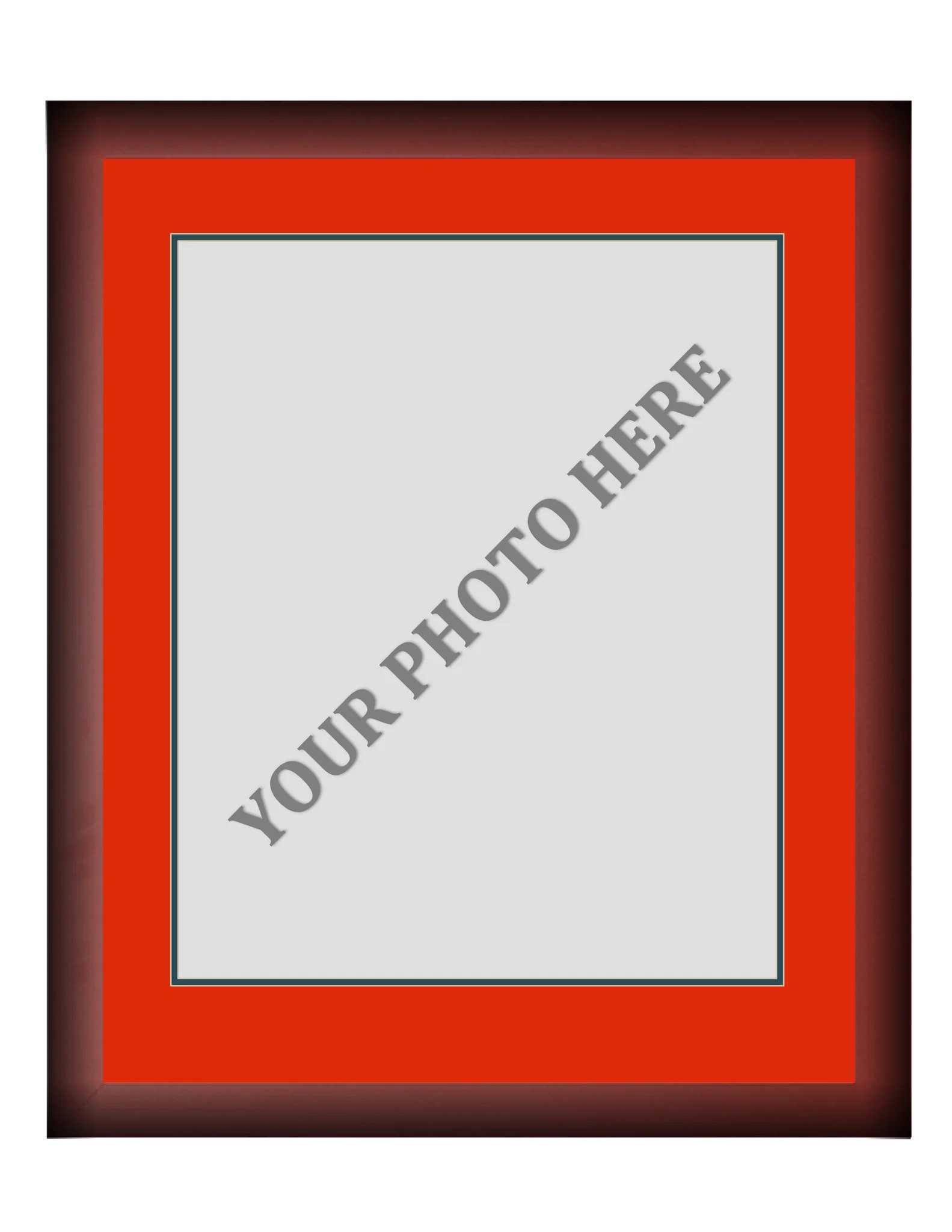 Frame Kit - Cherry Wood Frame | Red Matting | Dark Green Trim
