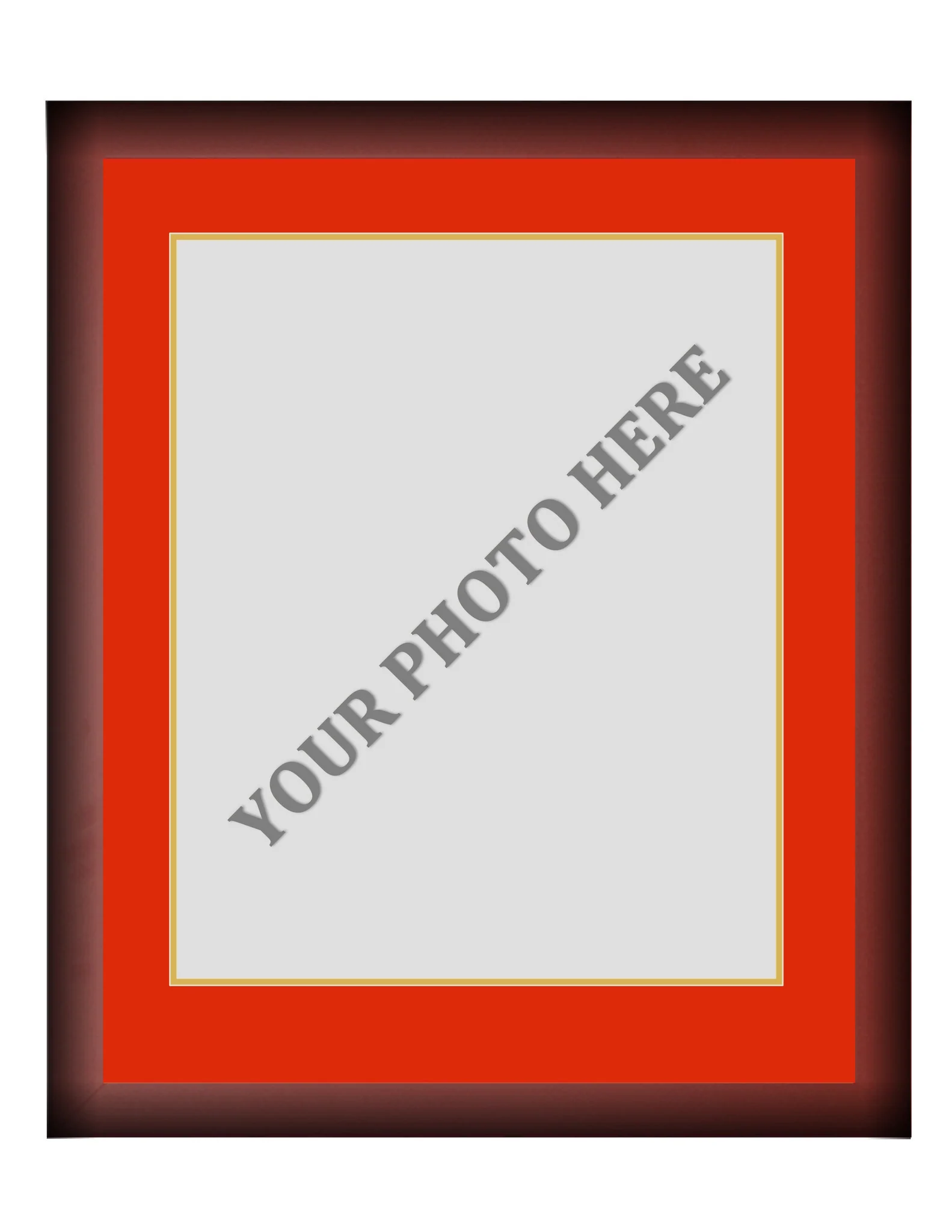 Frame Kit - Cherry Wood Frame | Red Matting | Gold Trim