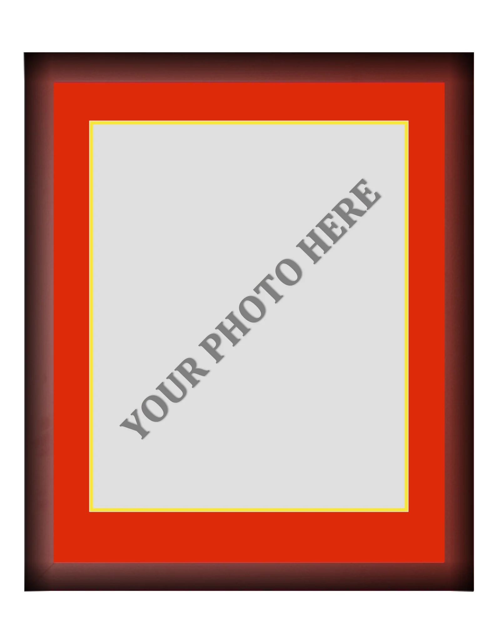 Frame Kit - Cherry Wood Frame | Red Matting | Yellow Trim