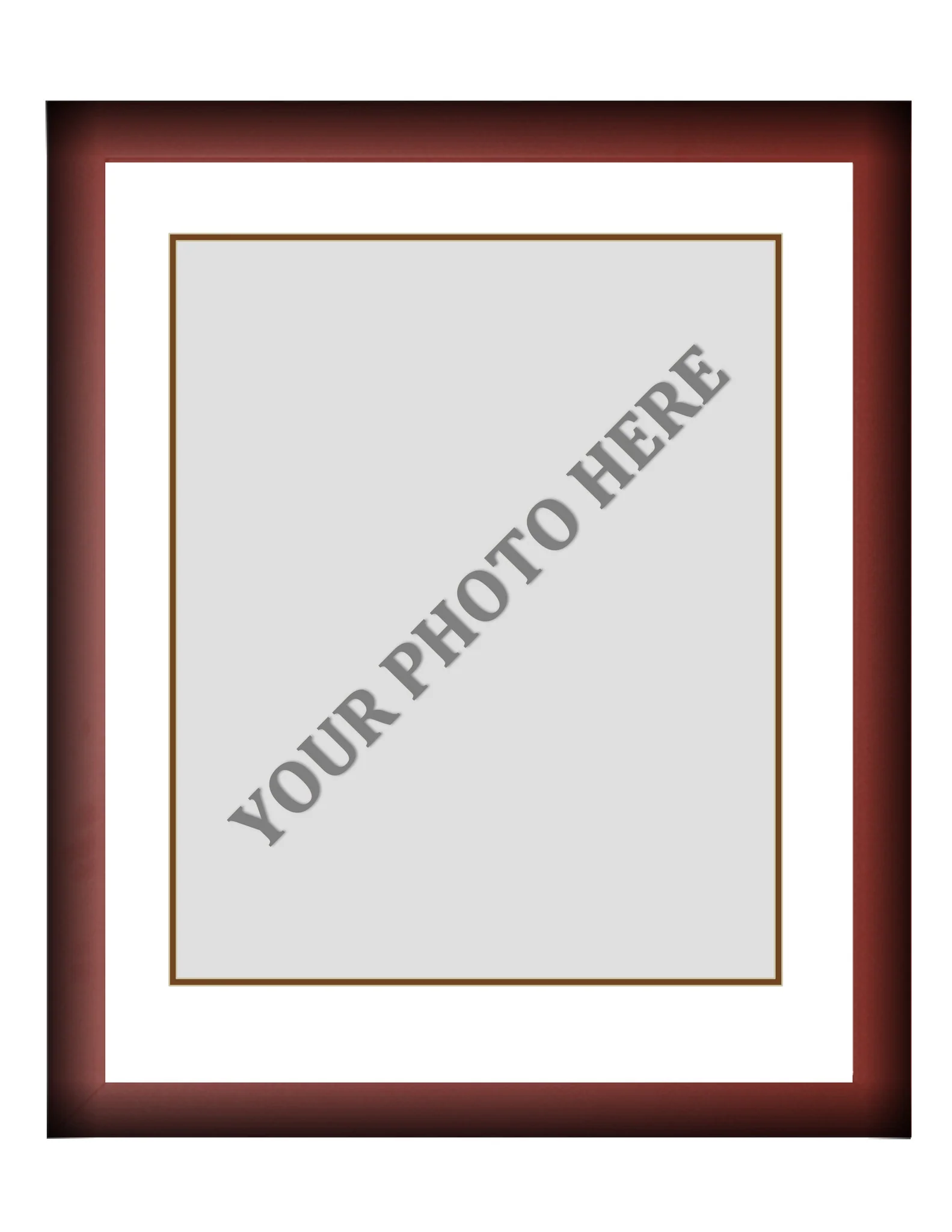 Frame Kit - Cherry Wood Frame | White Matting | Brown Trim