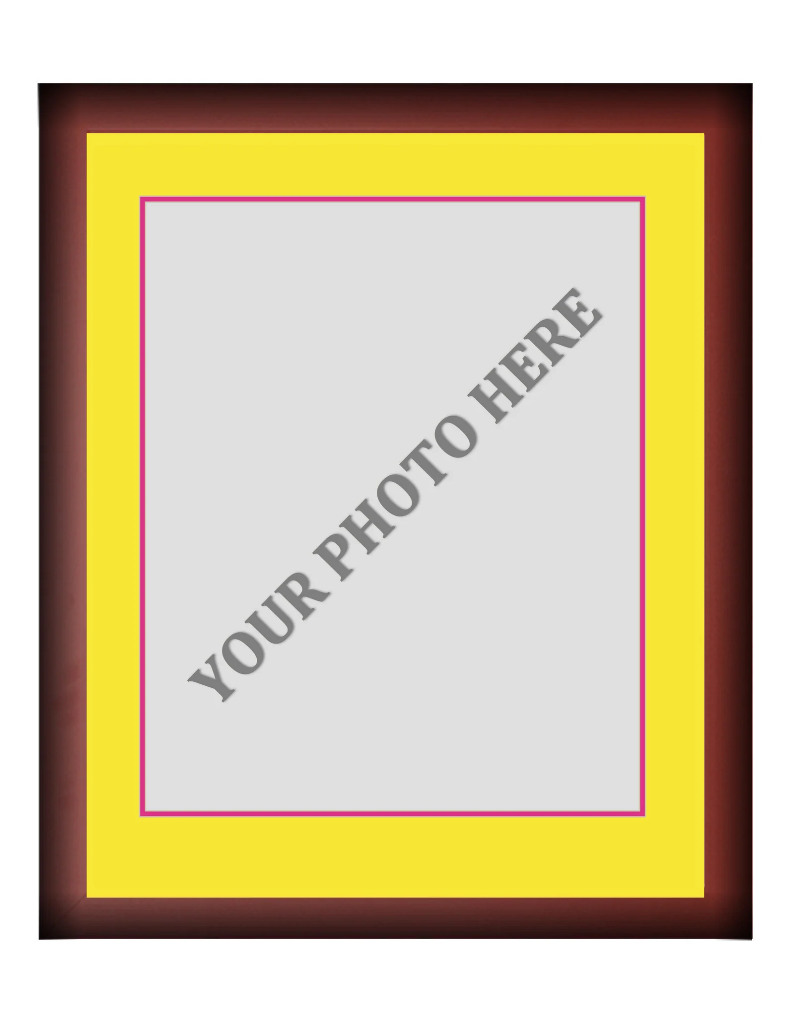 Frame Kit - Cherry Wood Frame | Yellow Matting | Pink Trim