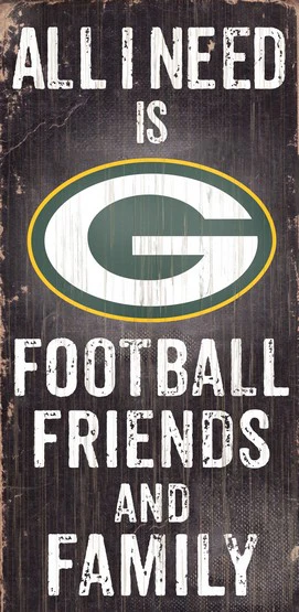 Green Bay Packers Football, Friends, & Family Wood Sign