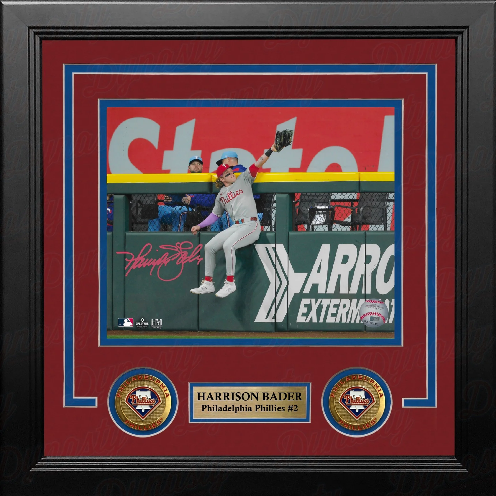 Harrison Bader "The Catch" Philadelphia Phillies Autographed 8" x 10" Framed Baseball Photo