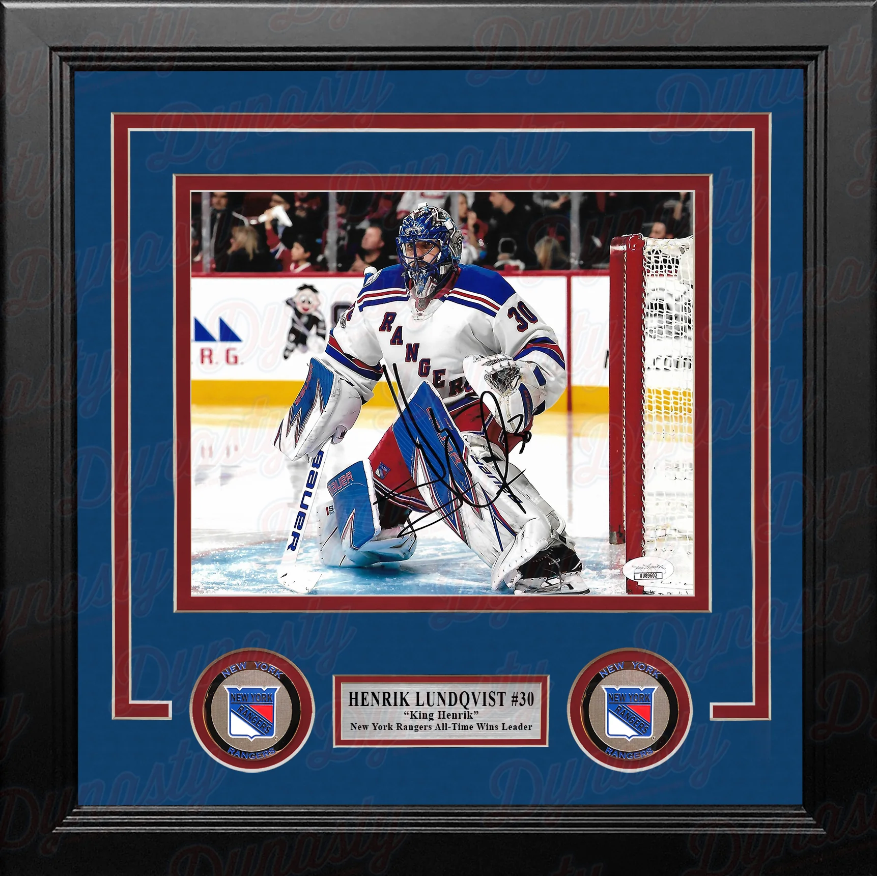 Henrik Lundqvist in Action New York Rangers Autographed 8" x 10" Framed Hockey Photo