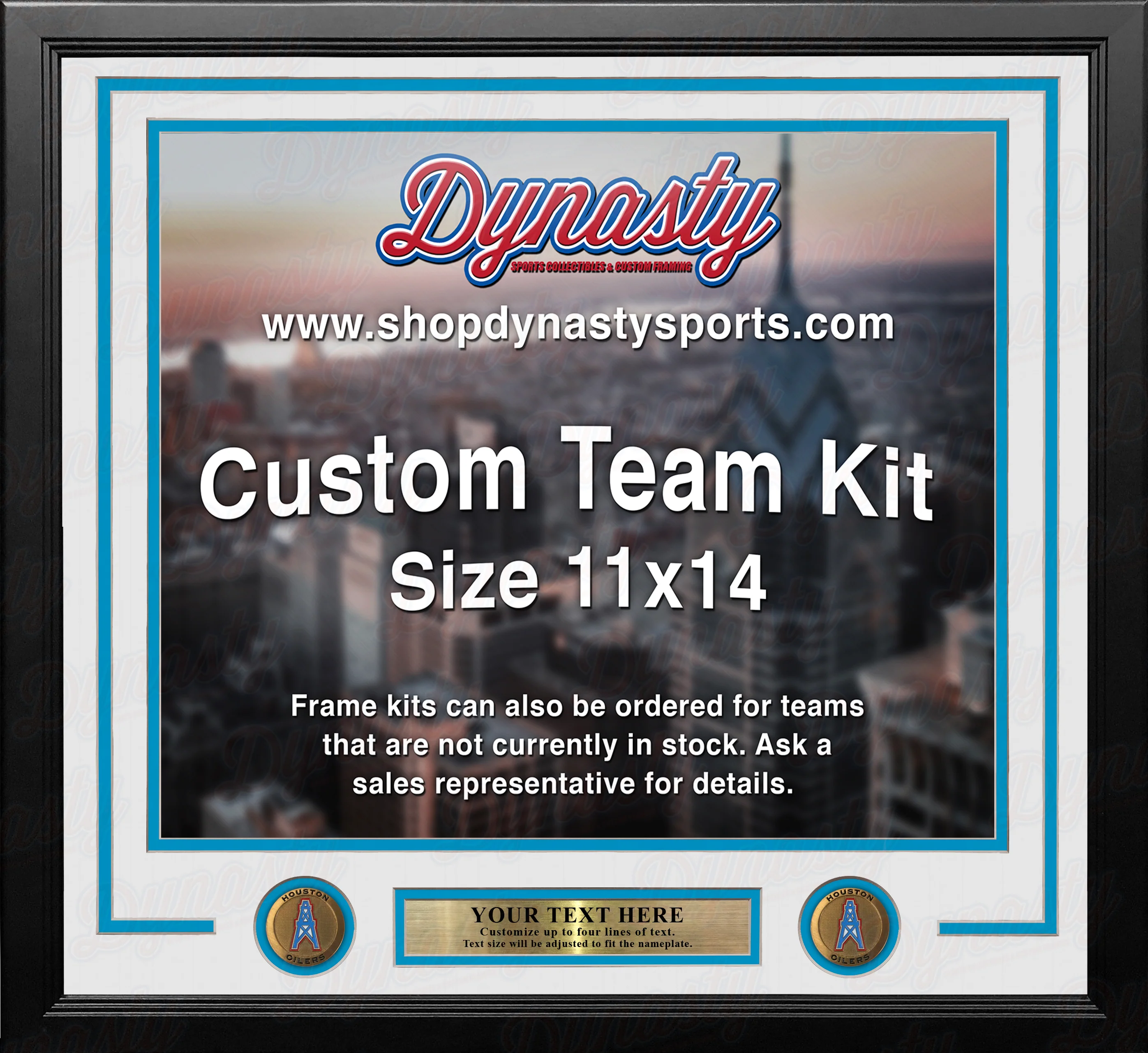 Houston Oilers Throwback Custom NFL Football 11x14 Picture Frame Kit (Multiple Colors) - Image 3