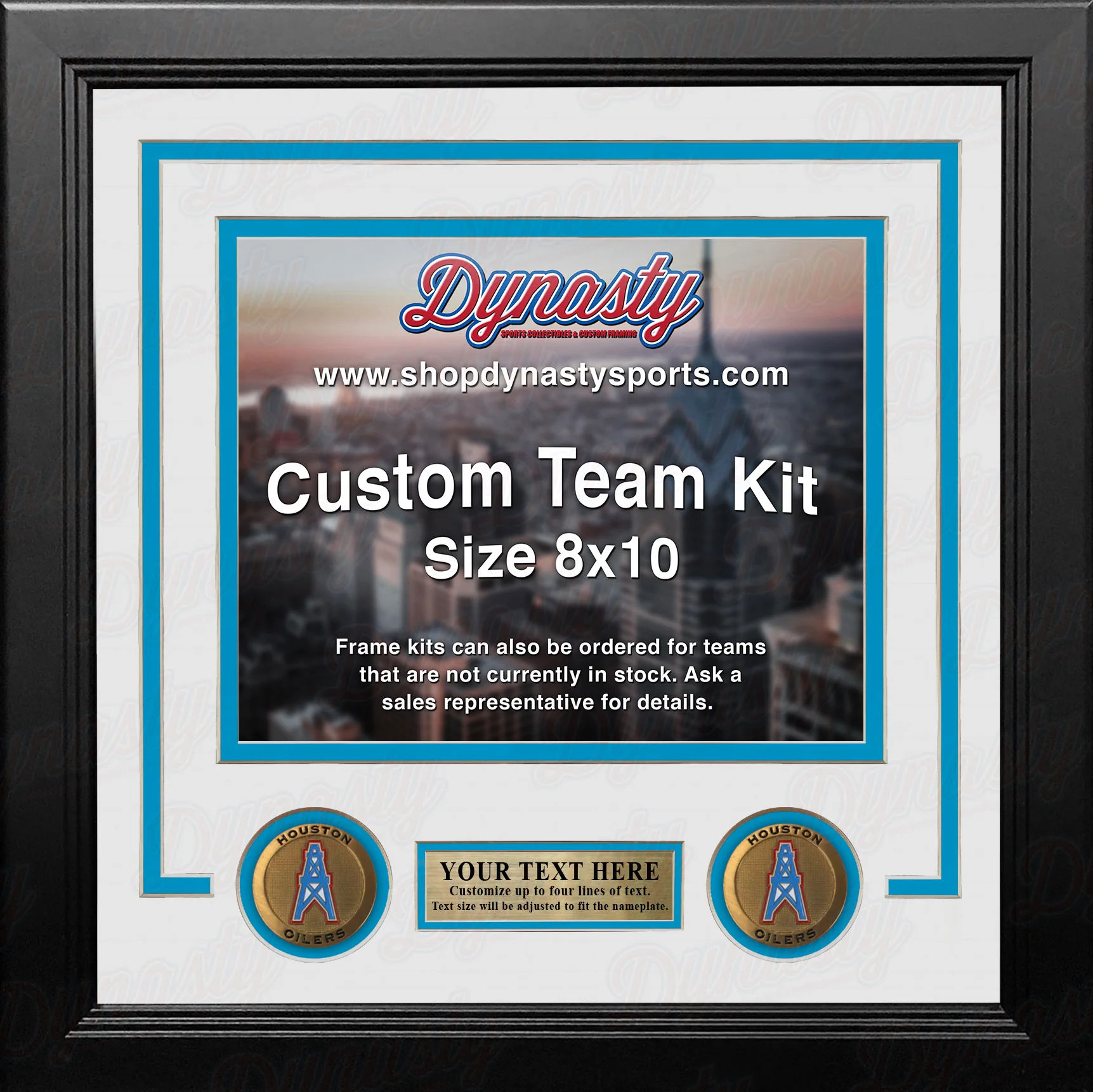 Houston Oilers Throwback Custom NFL Football 8x10 Picture Frame Kit (Multiple Colors) - Image 3