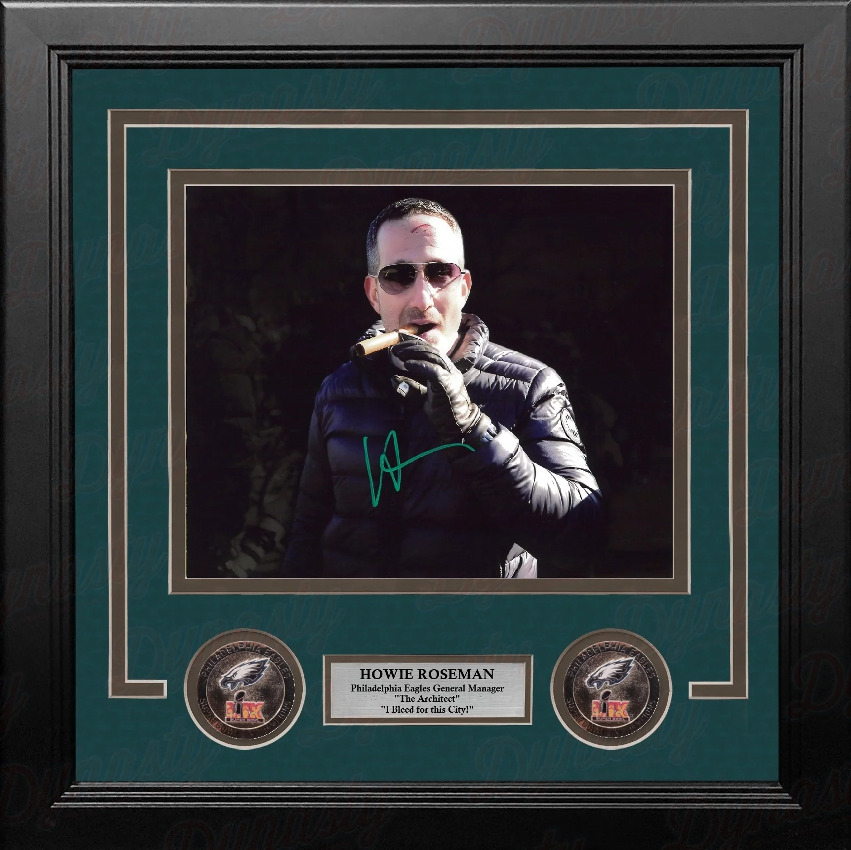 Howie Roseman Blackout Cigar Philadelphia Eagles Autographed 8" x 10" Framed Football Photo