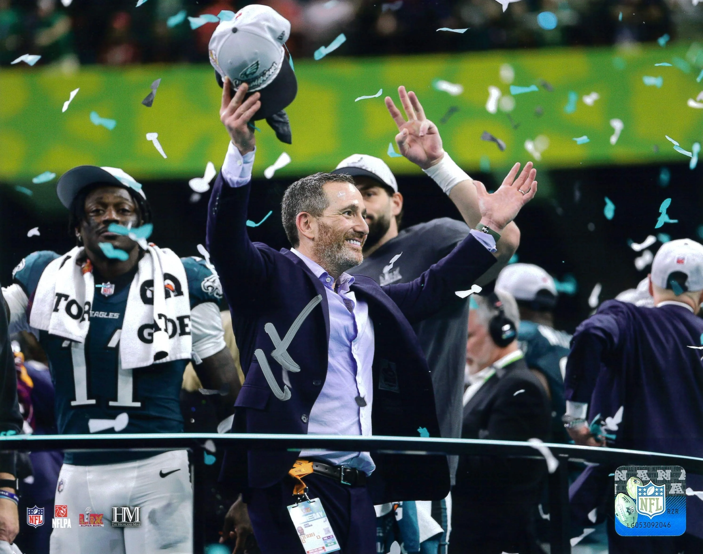 Howie Roseman Super Bowl Celebration Philadelphia Eagles Autographed 16" x 20" Football Photo - Image 2