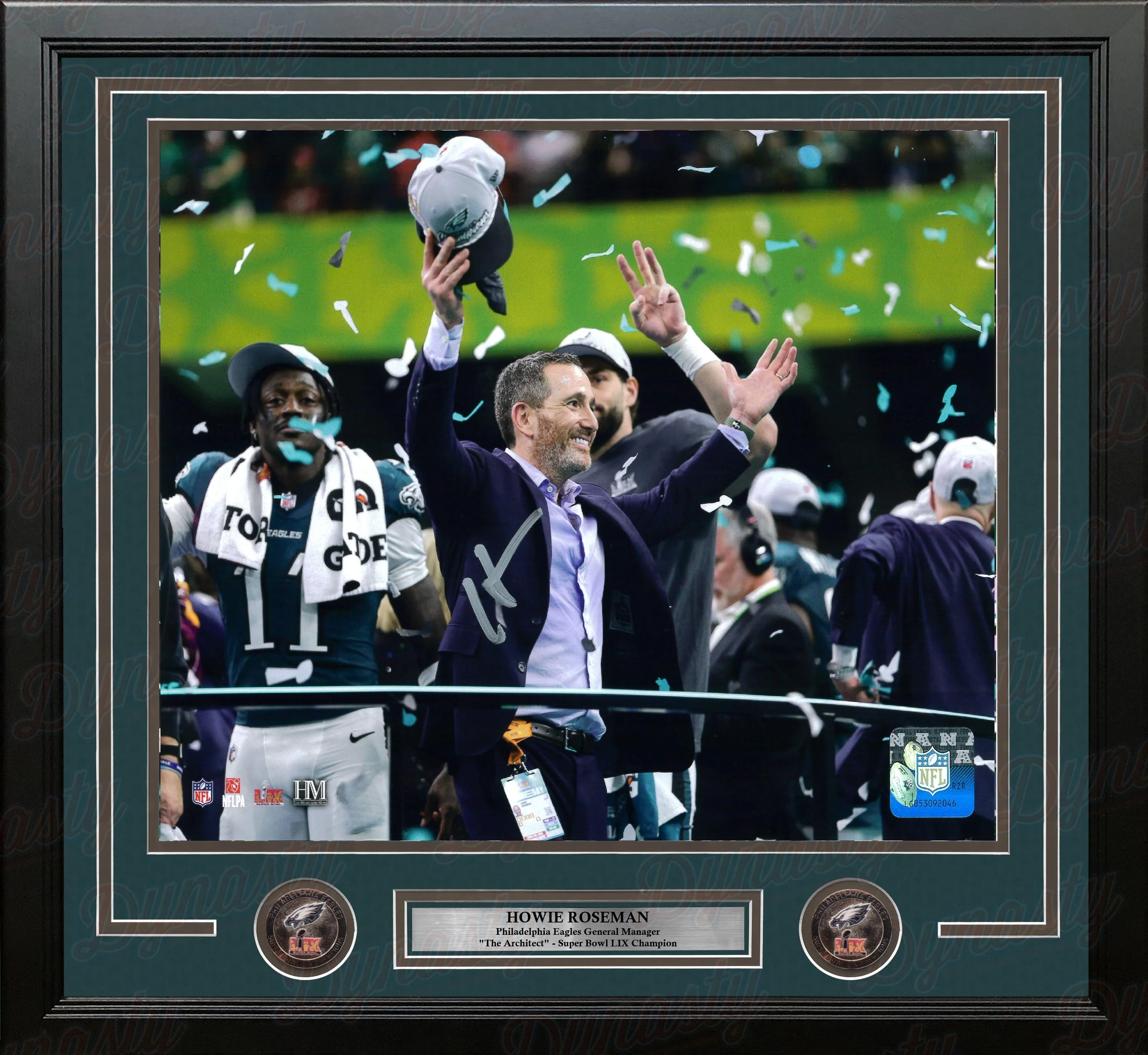Howie Roseman Super Bowl Celebration Philadelphia Eagles Autographed 11" x 14" Framed Football Photo