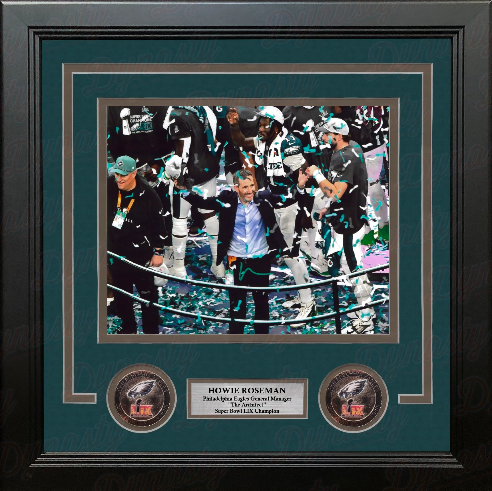 Howie Roseman Super Bowl Confetti Philadelphia Eagles Autographed 8" x 10" Framed Football Photo
