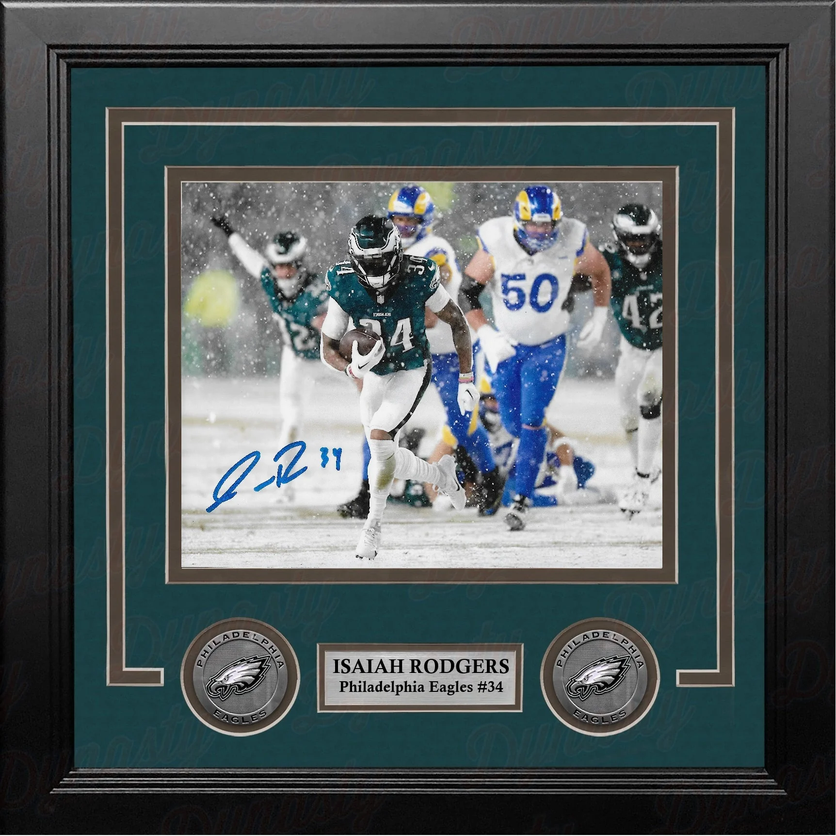 Isaiah Rodgers Snow Bowl Action Philadelphia Eagles Autographed 8" x 10" Framed Football Photo
