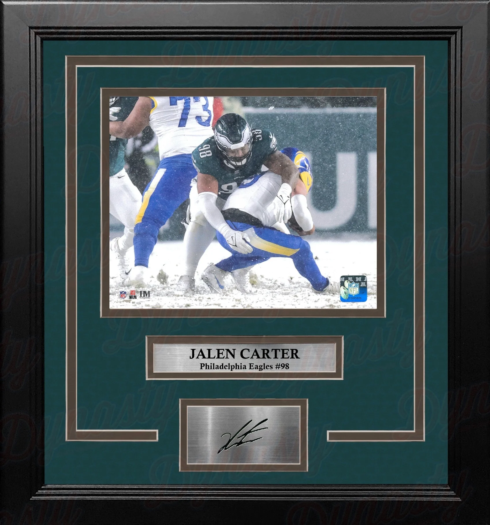 Jalen Carter Snow Bowl Sack Philadelphia Eagles 11x14 Framed Football Photo with Engraved Autograph