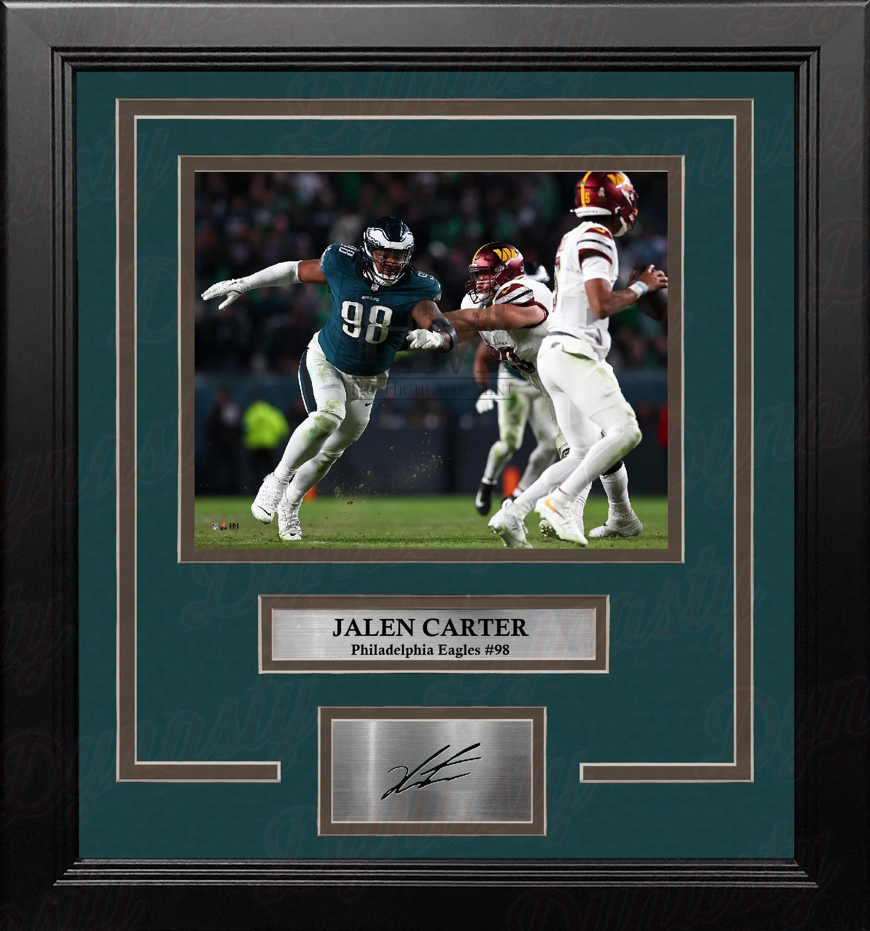 Jalen Carter v. Commanders Philadelphia Eagles 11x14 Framed Football Photo with Engraved Autograph